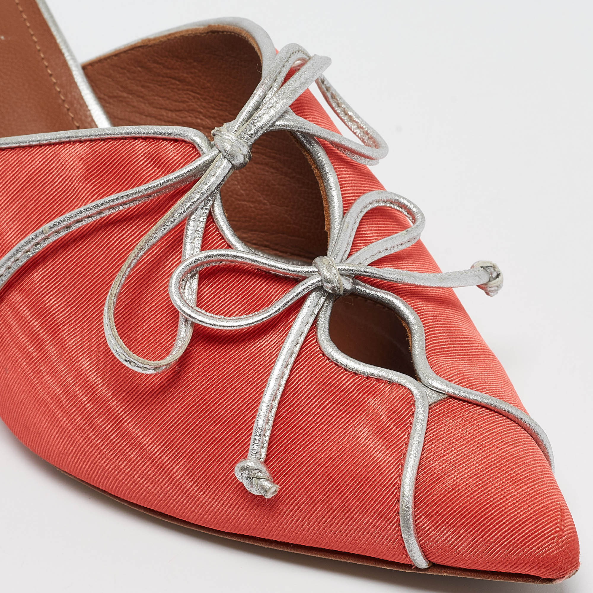 Malone Souliers Coral Orange Grosgrain Victoria Mules Size 36