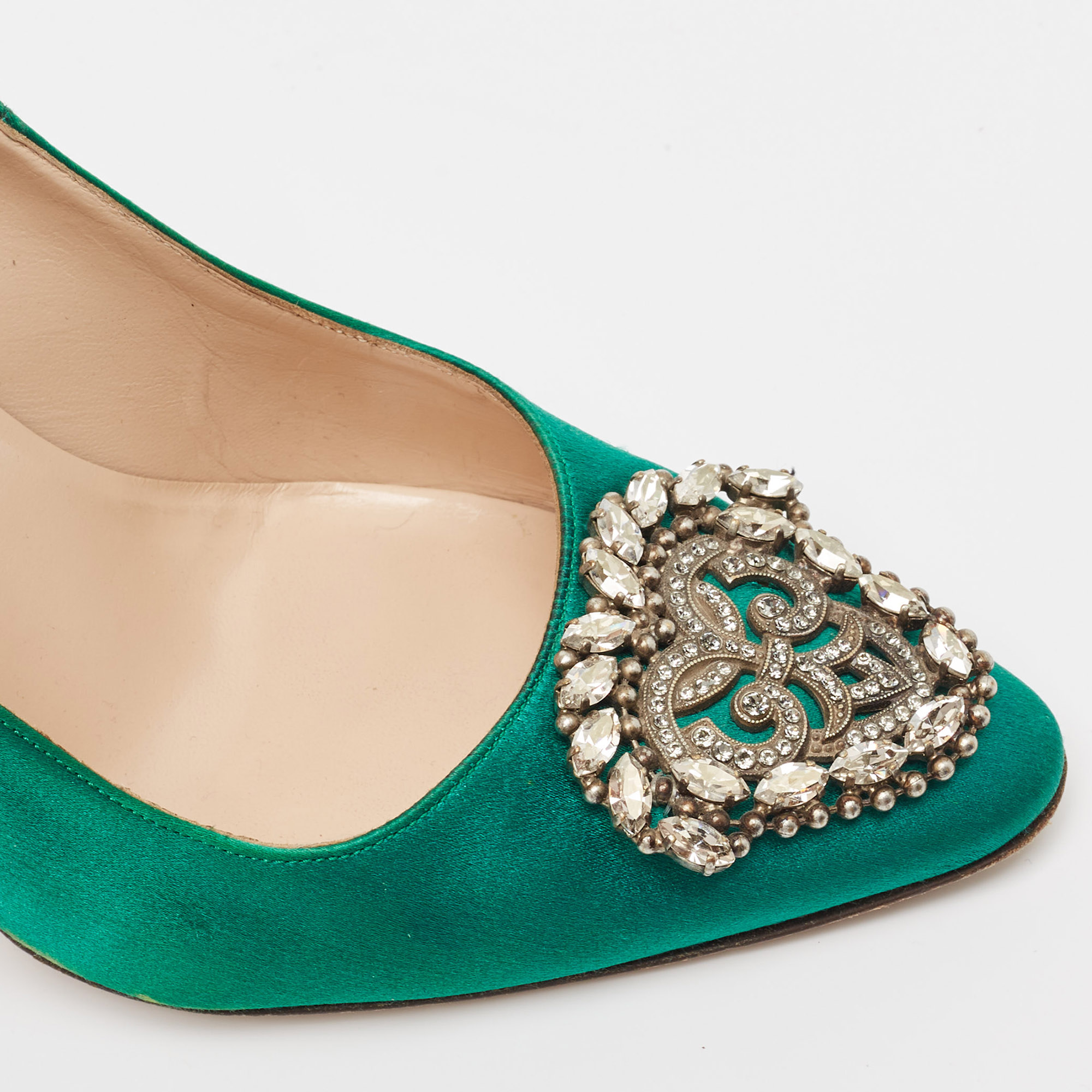 Manolo Blahnik Green Satin Okkaava Pumps Size 37