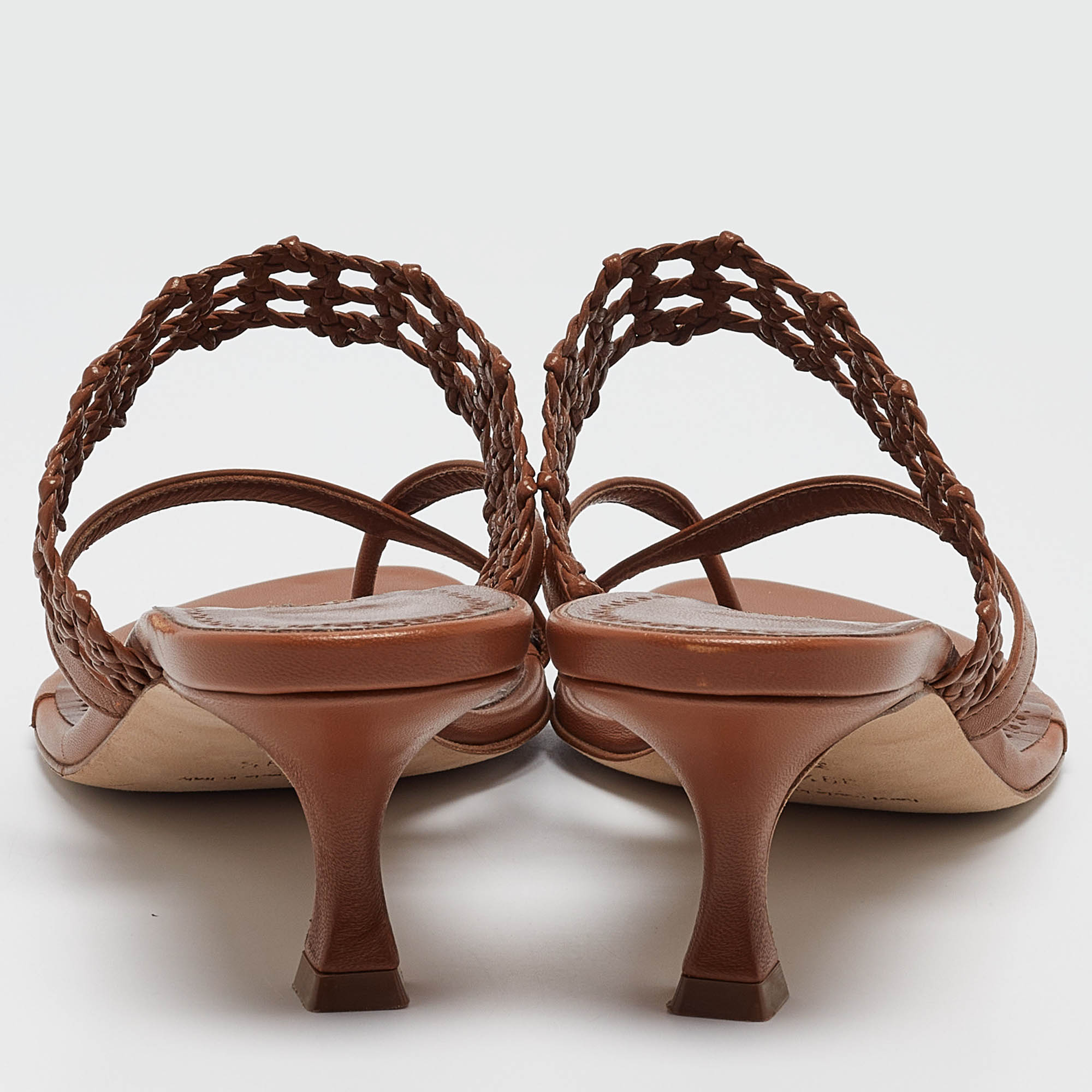 Manolo Blahnik Brown Leather Susa Sandals Size 39.5