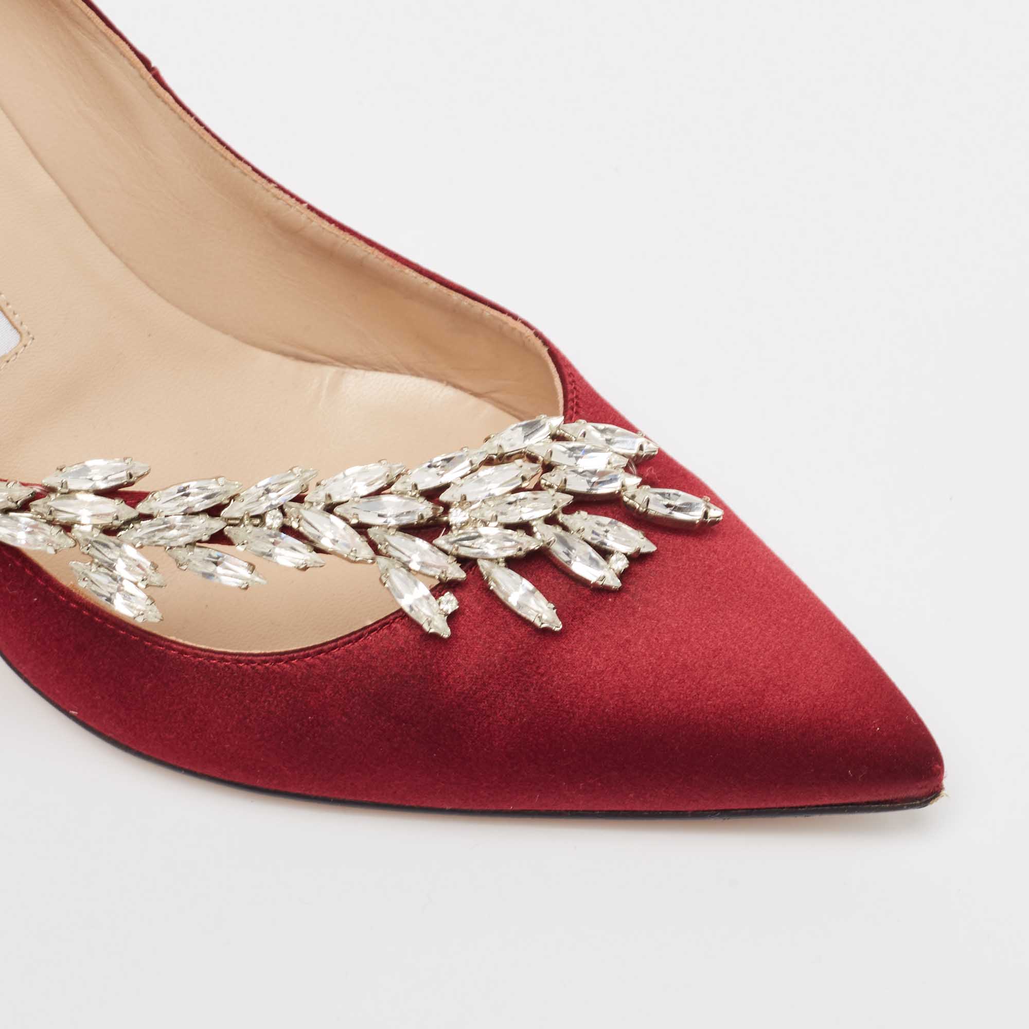 Manolo Blahnik Burgundy Satin Nadira Pumps Size 38