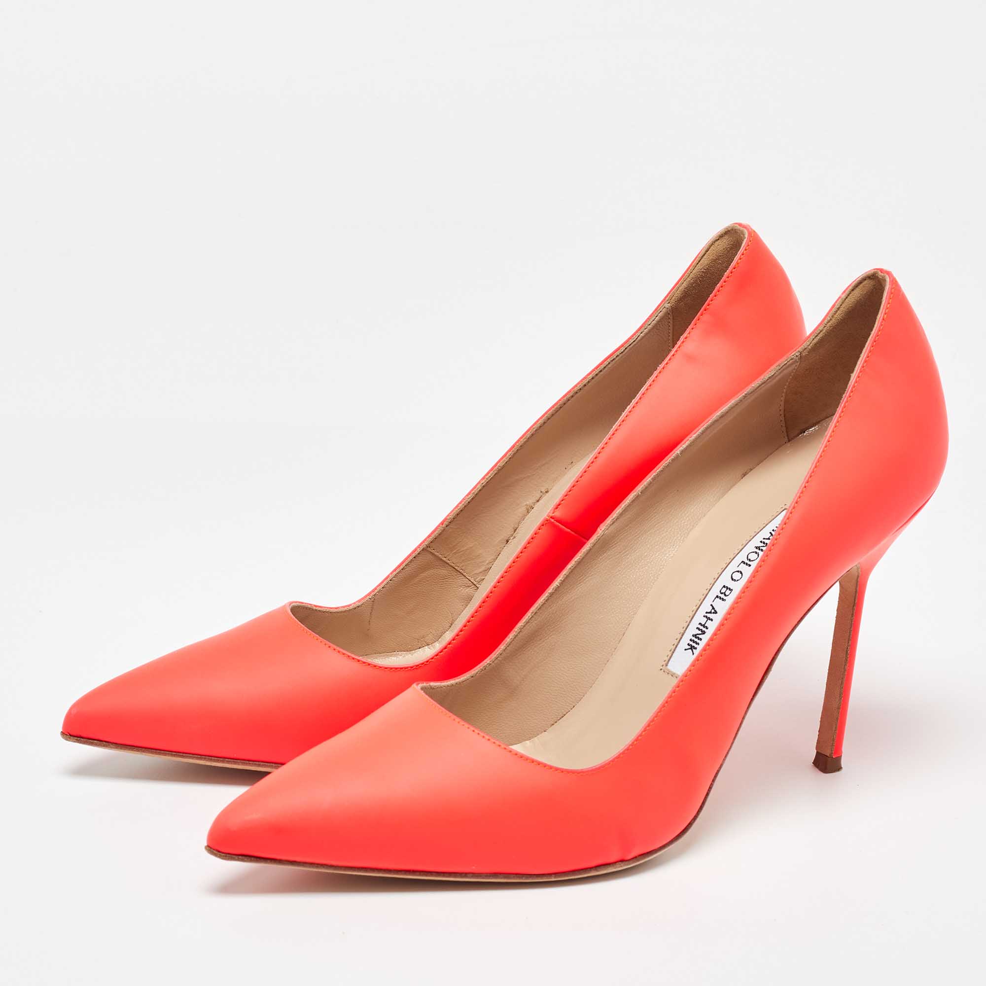 Manolo Blahnik Orange Leather BB Pumps Sze 39