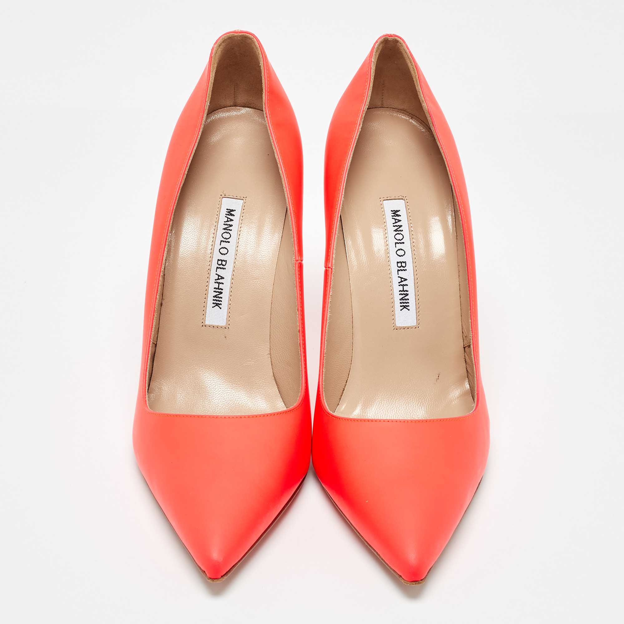 Manolo Blahnik Orange Leather BB Pumps Sze 39