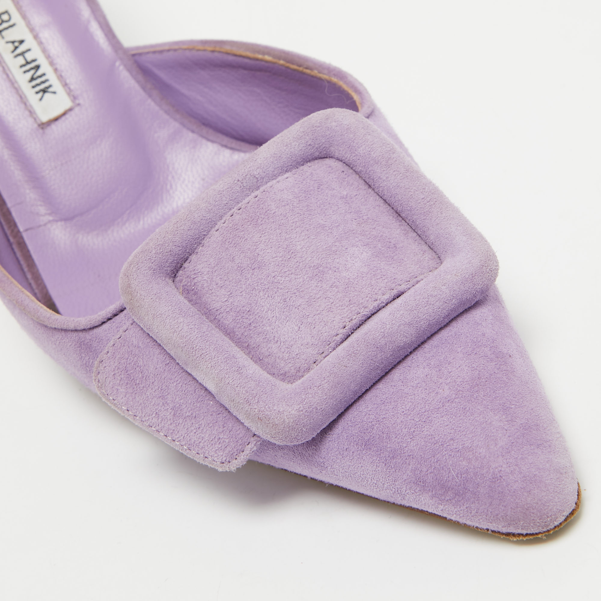 Manolo Blahnik Lilac Suede Maysale Mules Size 37.5