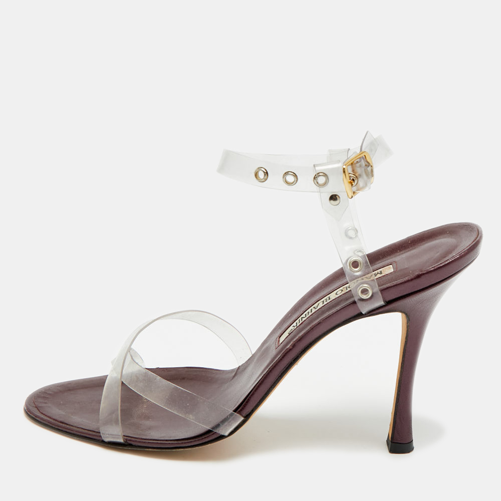 Manolo Blahnik Size Transparent/Metallic Leather and PVC Ankle Strap Sandals
Manolo Blahnik Size Transparent/Metallic Leather and PVC Ankle Strap Sandals