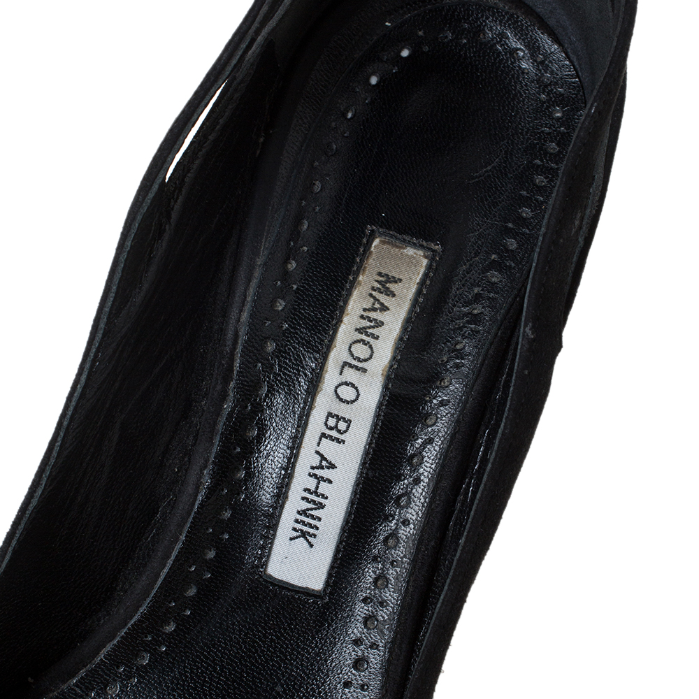 Manolo Blahnik Black Suede Cut Out Detail Pointed Toe Pumps Size 39