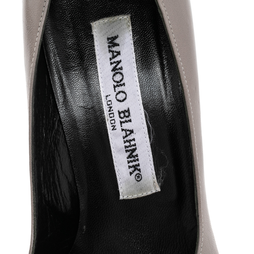 Manolo Blahnik Grey/Black Leather And Patent Leather Adra Pumps Size 39