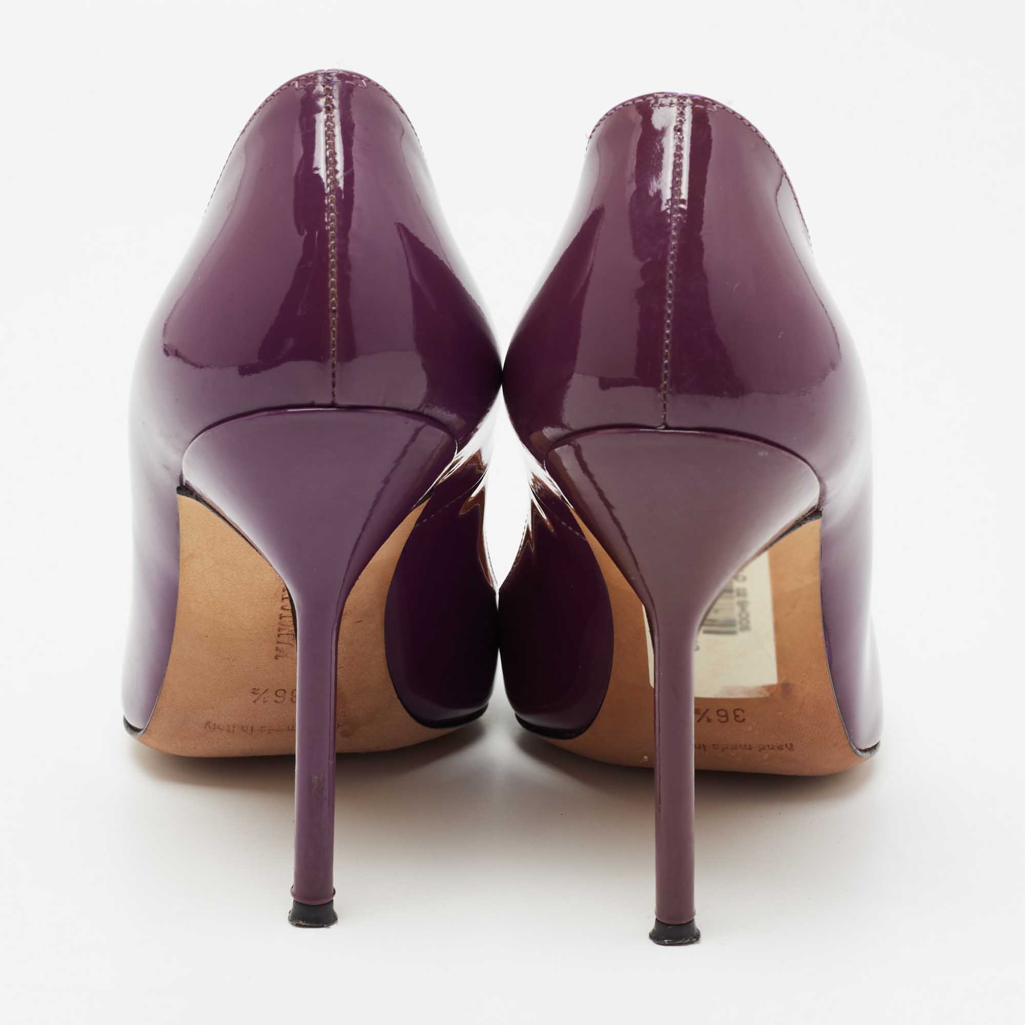 Manolo Blahnik Purple Patent Leather BB Pointed Toe Pumps Size 36.5