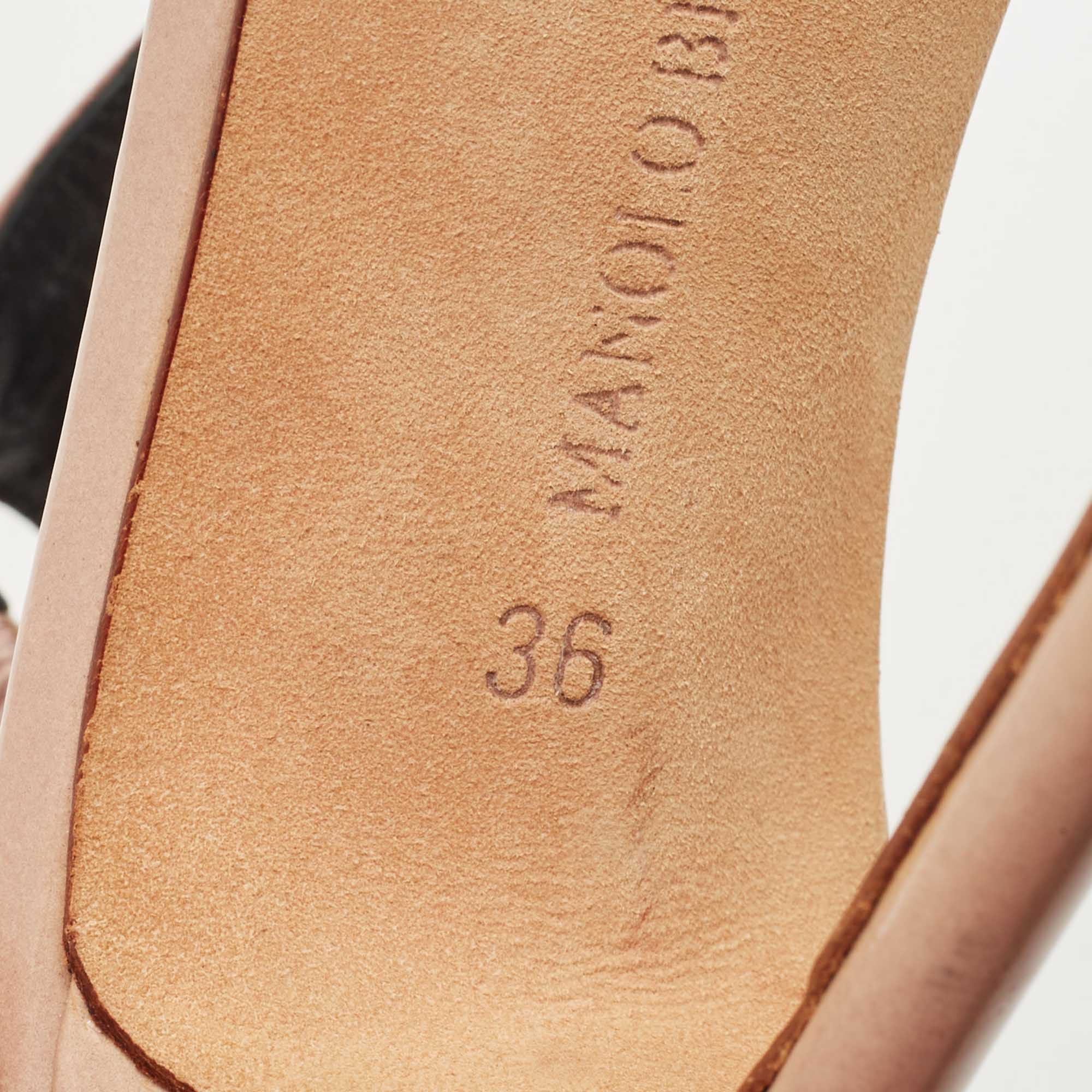 Manolo Blahnik Pink Patent Leather T-Bar Sandals Size 36