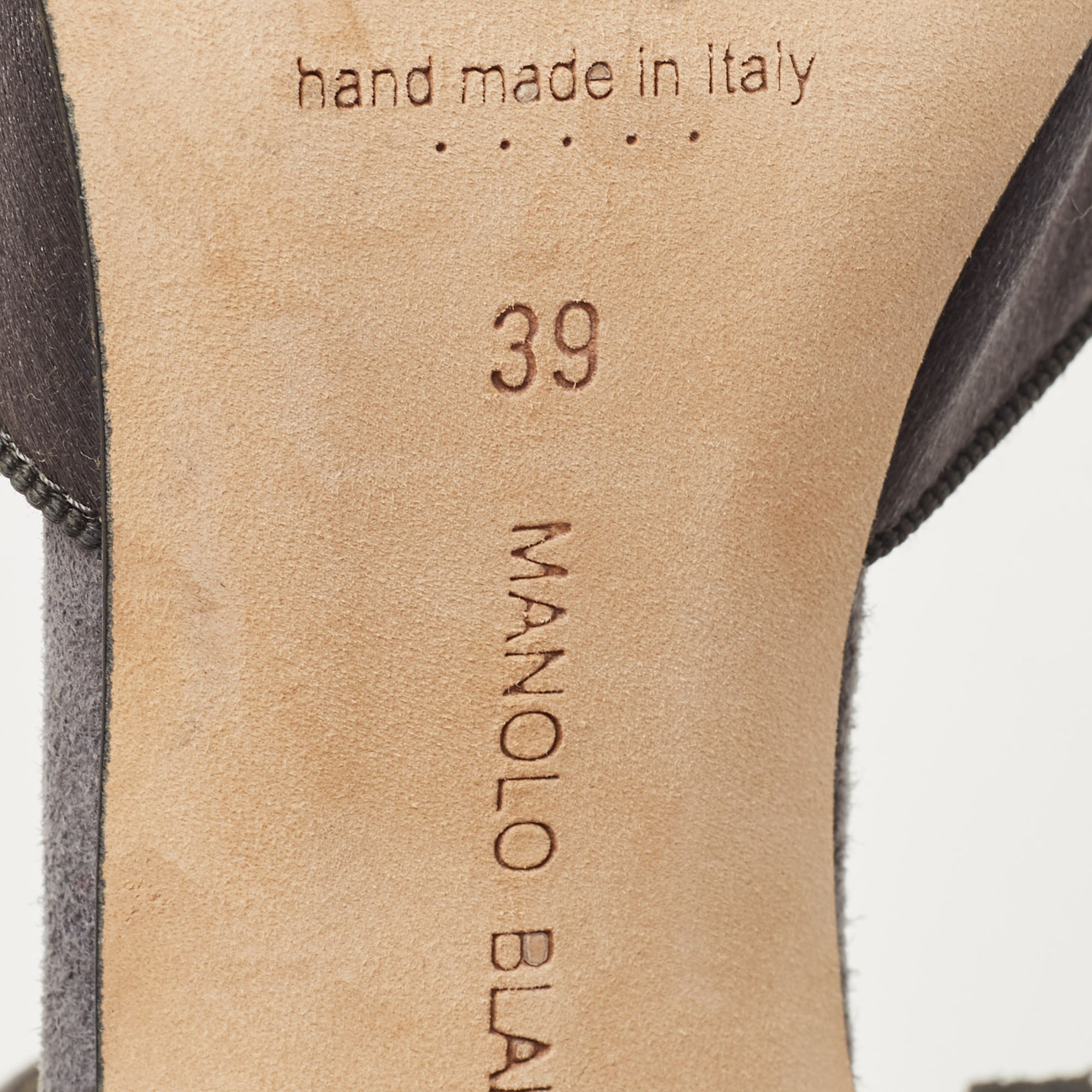 Manolo Blahnik Grey Satin And Suede Eridania Pumps Size 39
