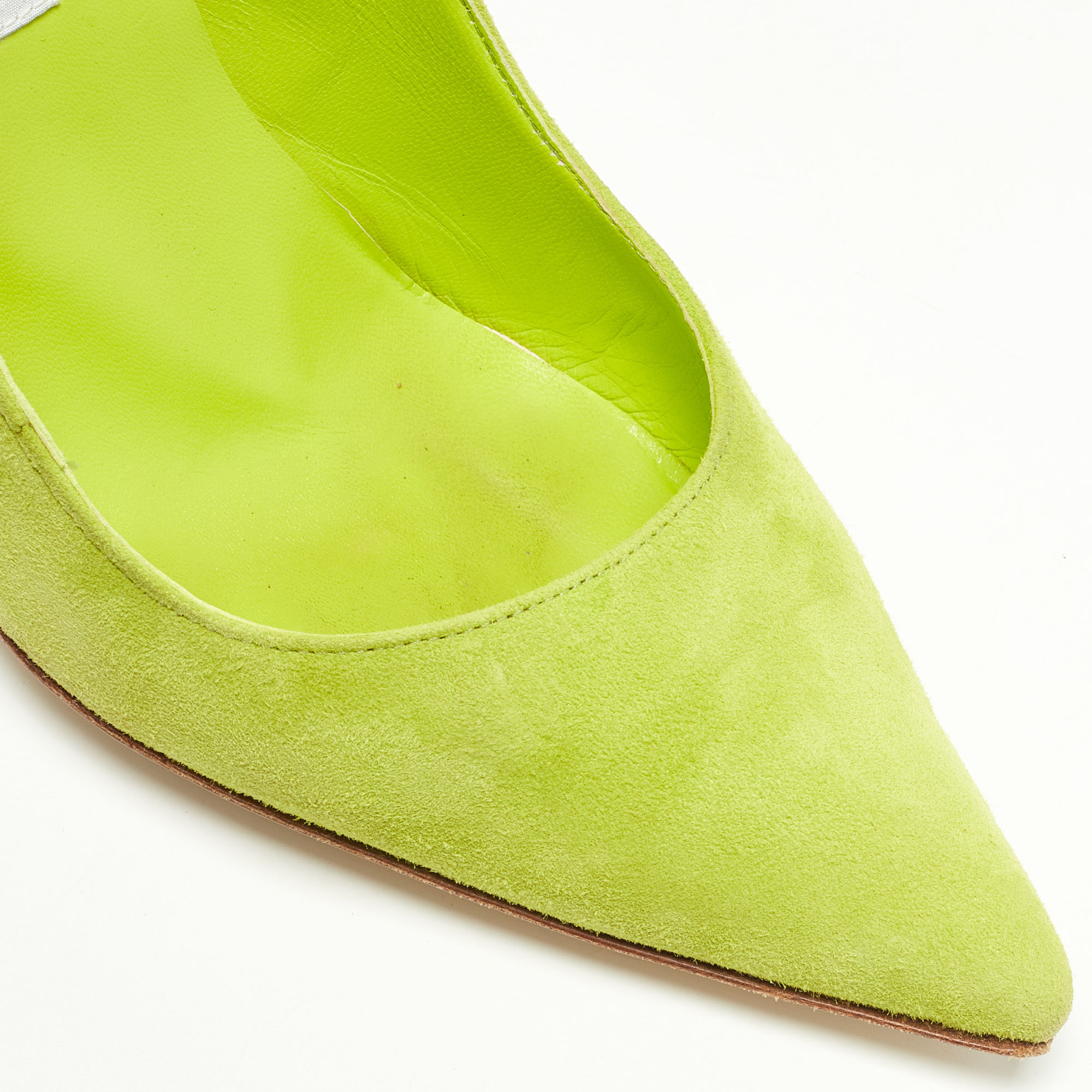 Manolo Blahnik Green Suede BB Pointed Toe Pumps Size 39