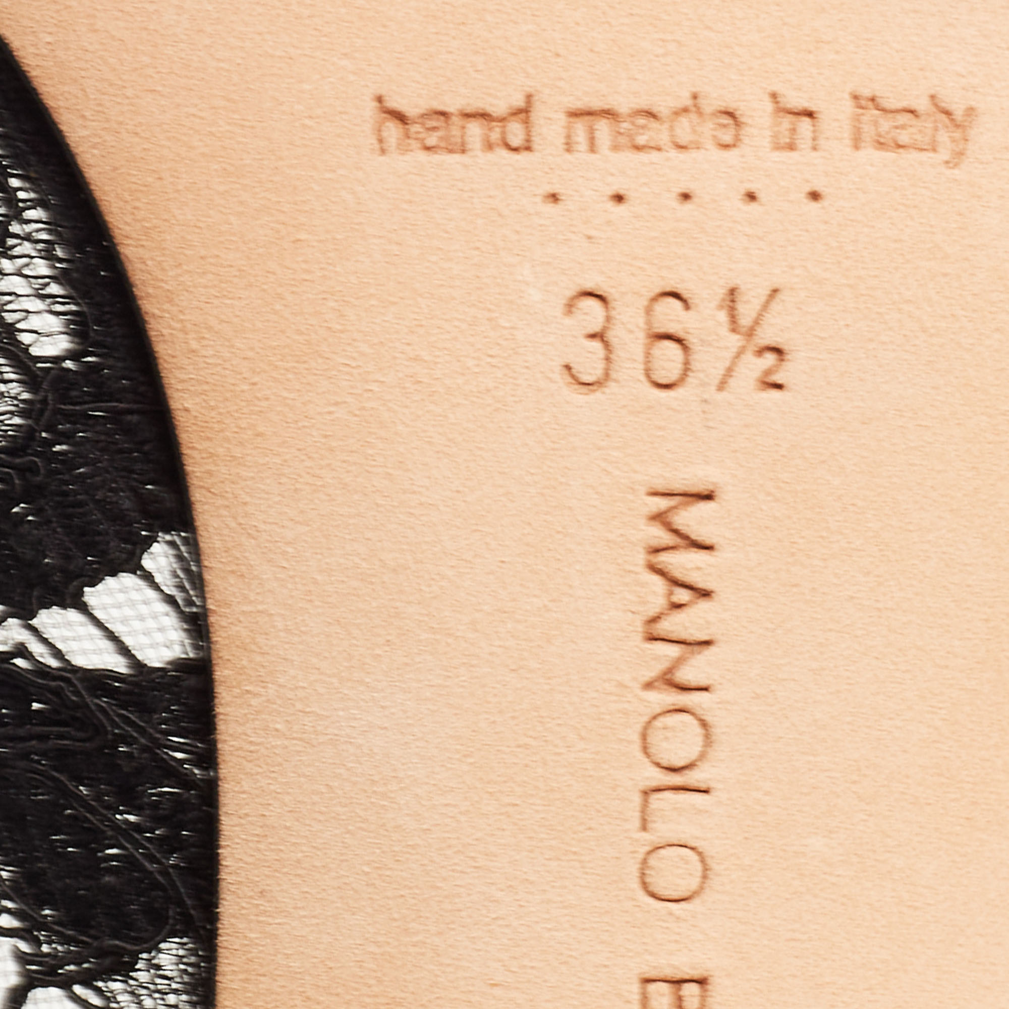 Manolo Blahnik Black Lace And Canvas Hangisi Pumps Size 36.5