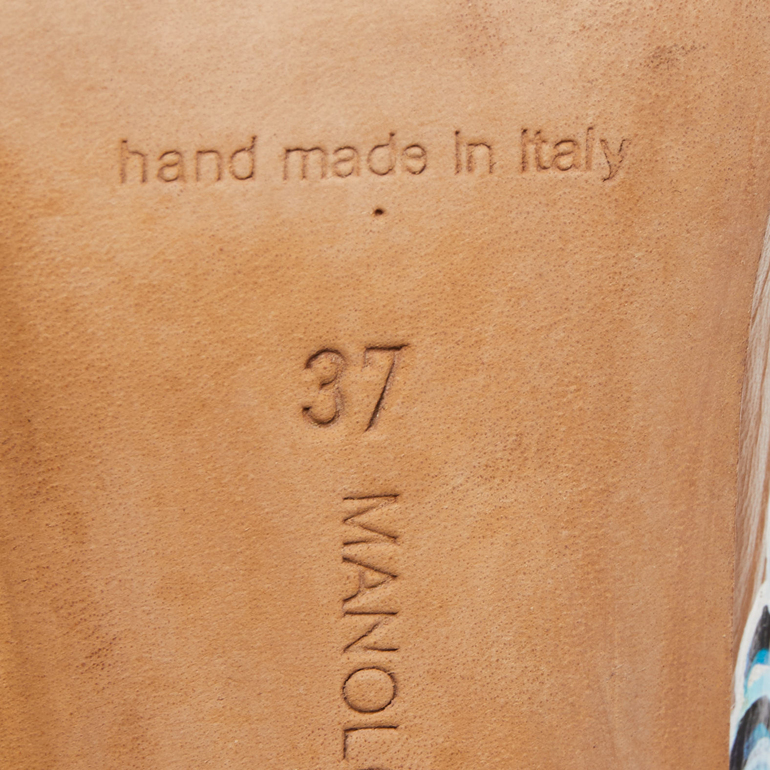 Manolo Blahnik Tan Printed Leather BB Pumps Size 37