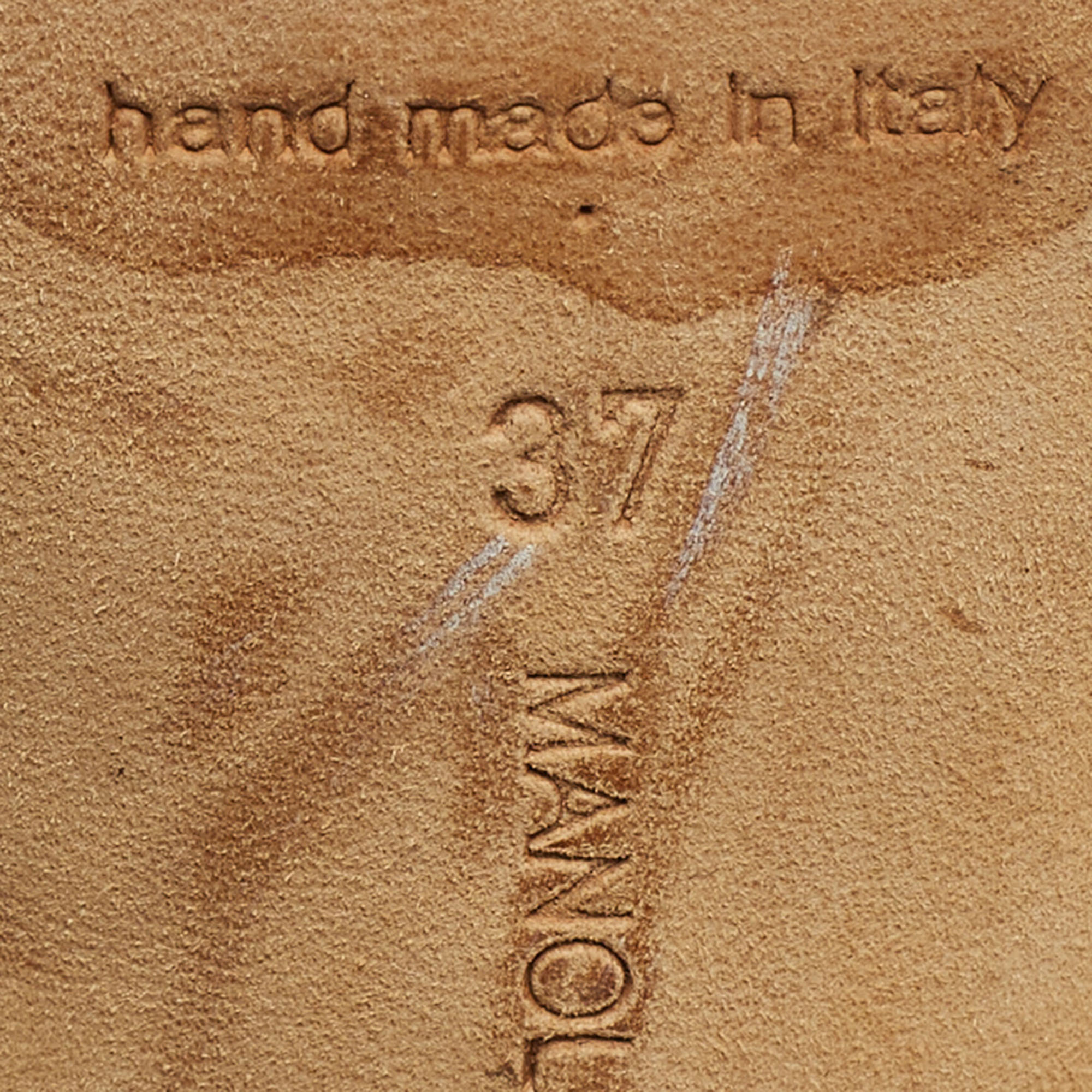 Manolo Blahnik Beige Satin And Feather Trimmed Eila Sandals Size 37