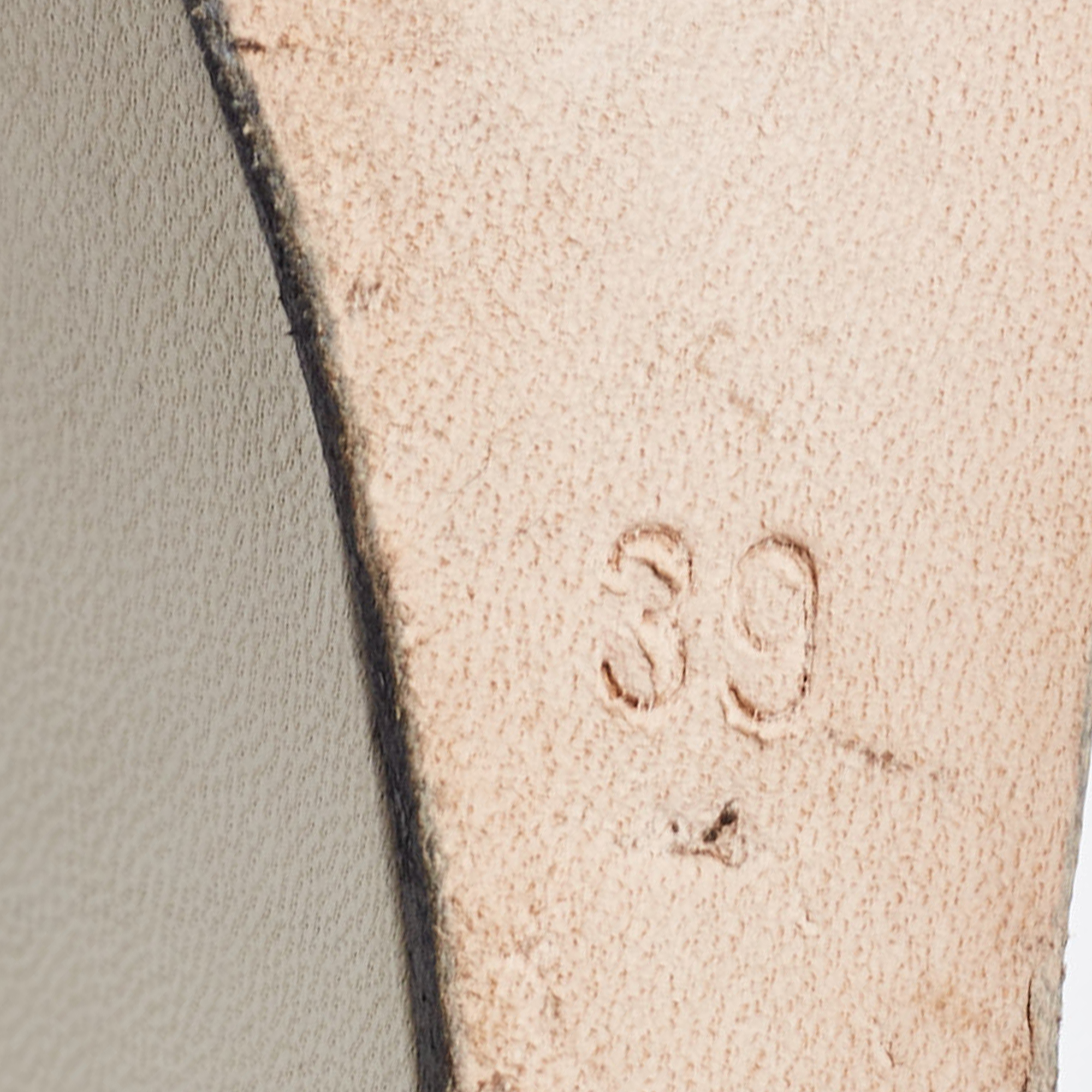 Manolo Blahnik Cream/Blue Leather Wedge Slingback Sandals Size 39