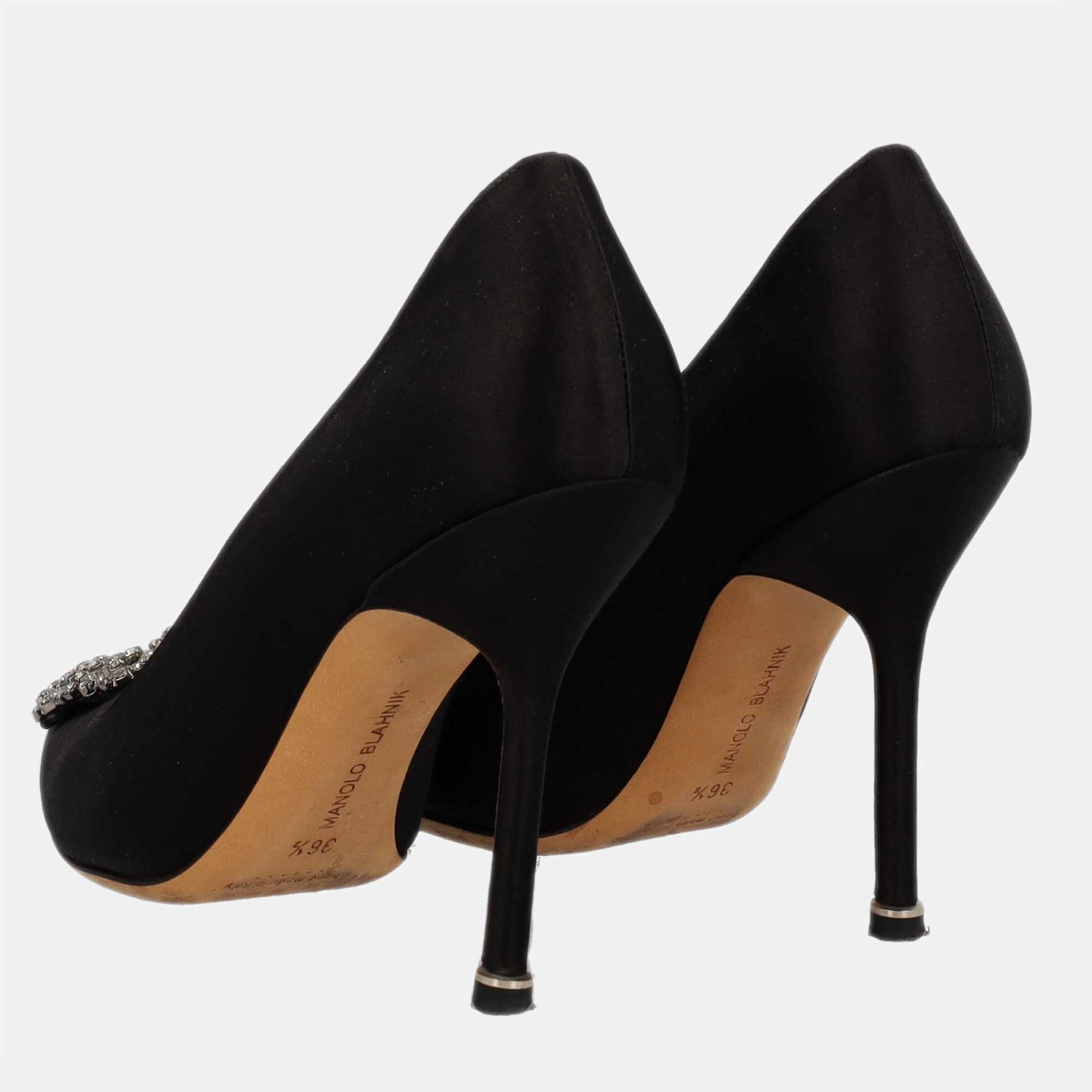 Manolo Blahnik  Women's Fabric Heels - Black - EU 36.5