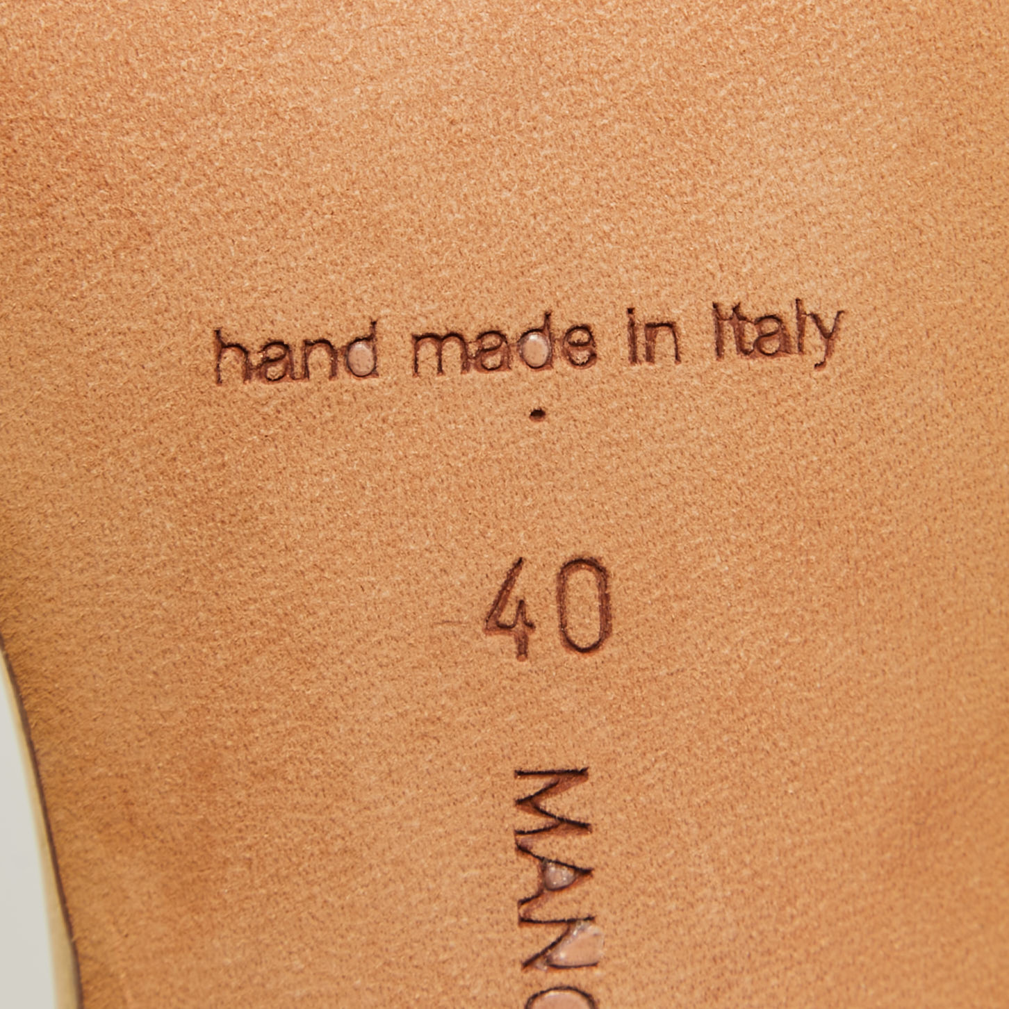 Manolo Blahnik Gold Leather Ankle Strap Sandals Size  40