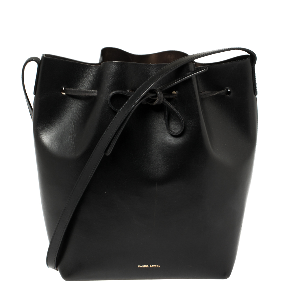 Mansur Gavriel Black Leather Large Bucket Bag