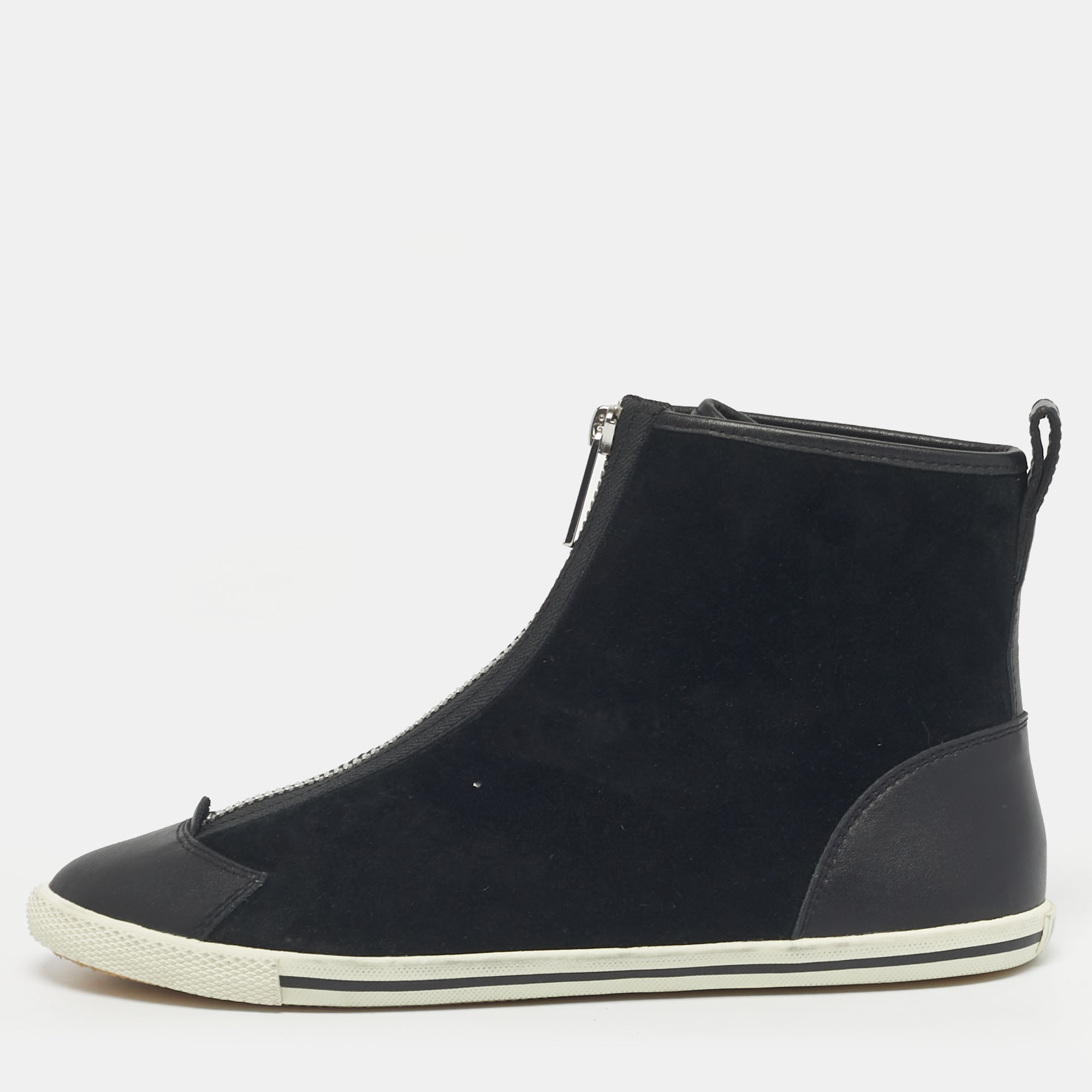 Marc by Marc Jacobs Black Leather and Suede Zip Front High Top Sneakers Size 37 - Marc by Marc Jacobs - Modalova