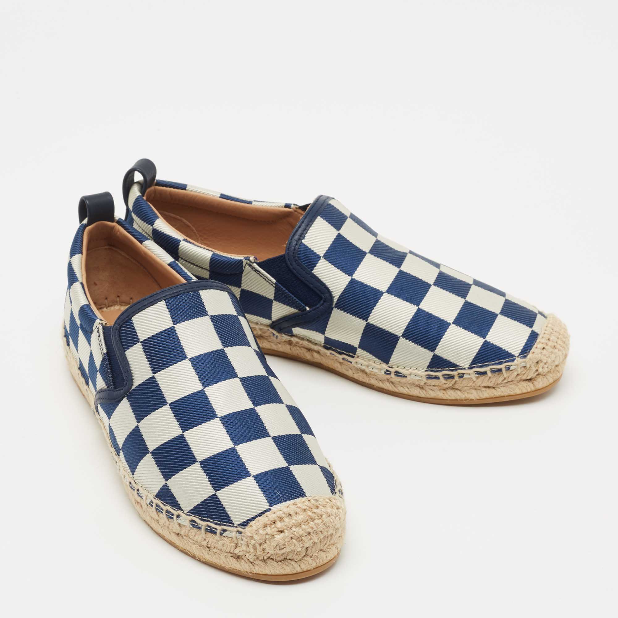 Marc By Marc Jacobs Blue/White Canvas Checkered Espadrille Flats Size 35.5