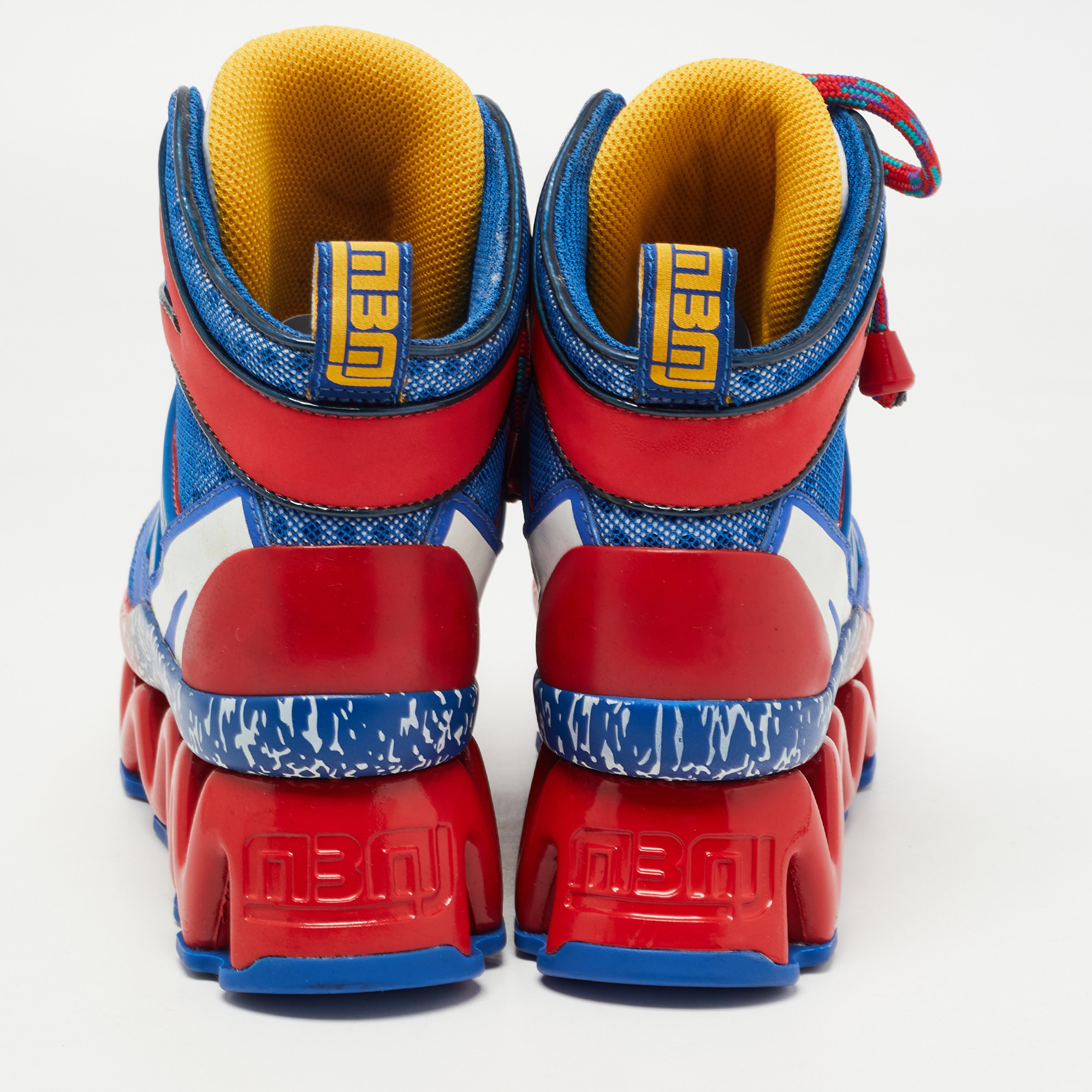 Marc By Marc Jacobs Blue/Red Leather Ninja Wave High Top Sneakers Size 36