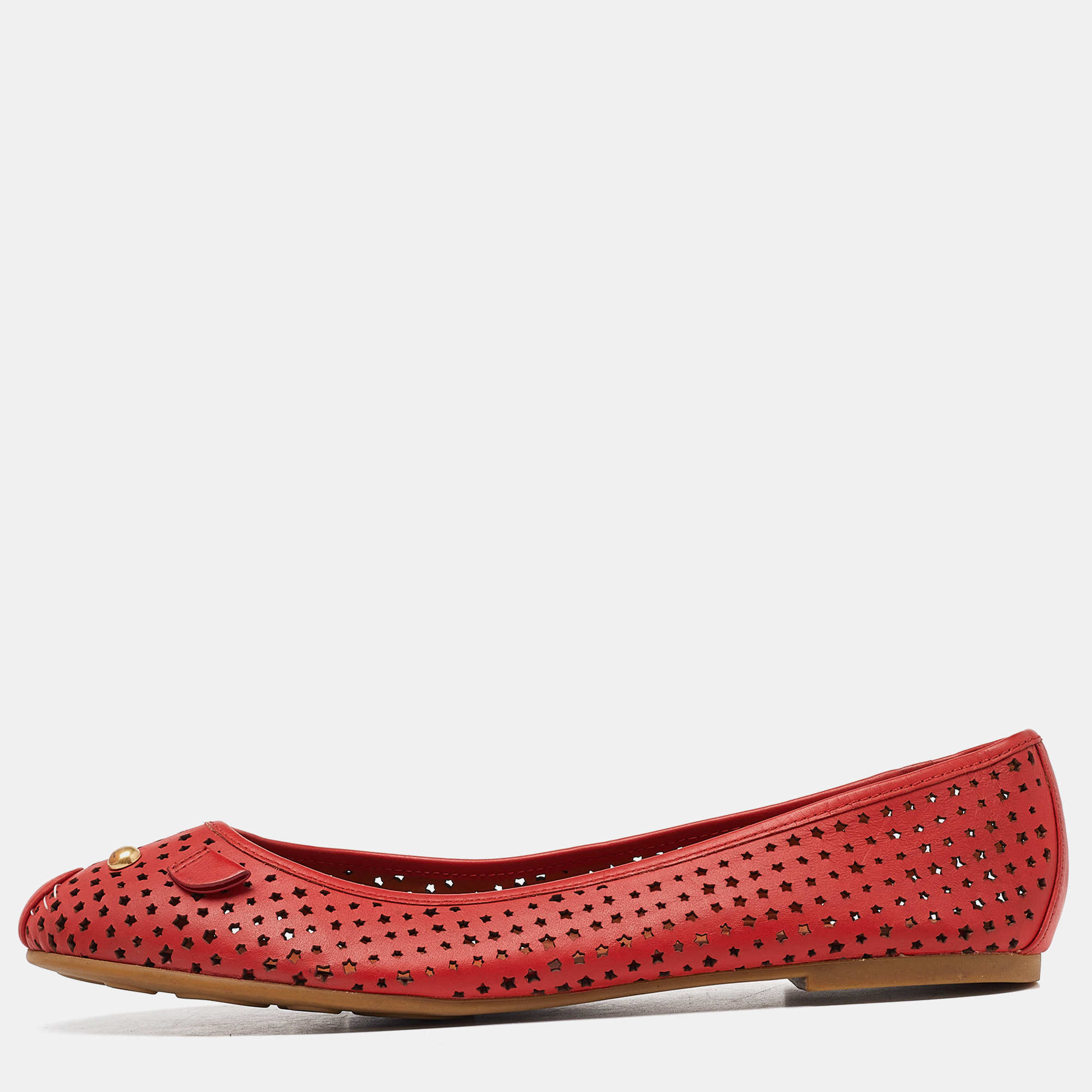 

Marc by Marc Jacobs Red Laser Cut Out Leather Ballet Flats Size