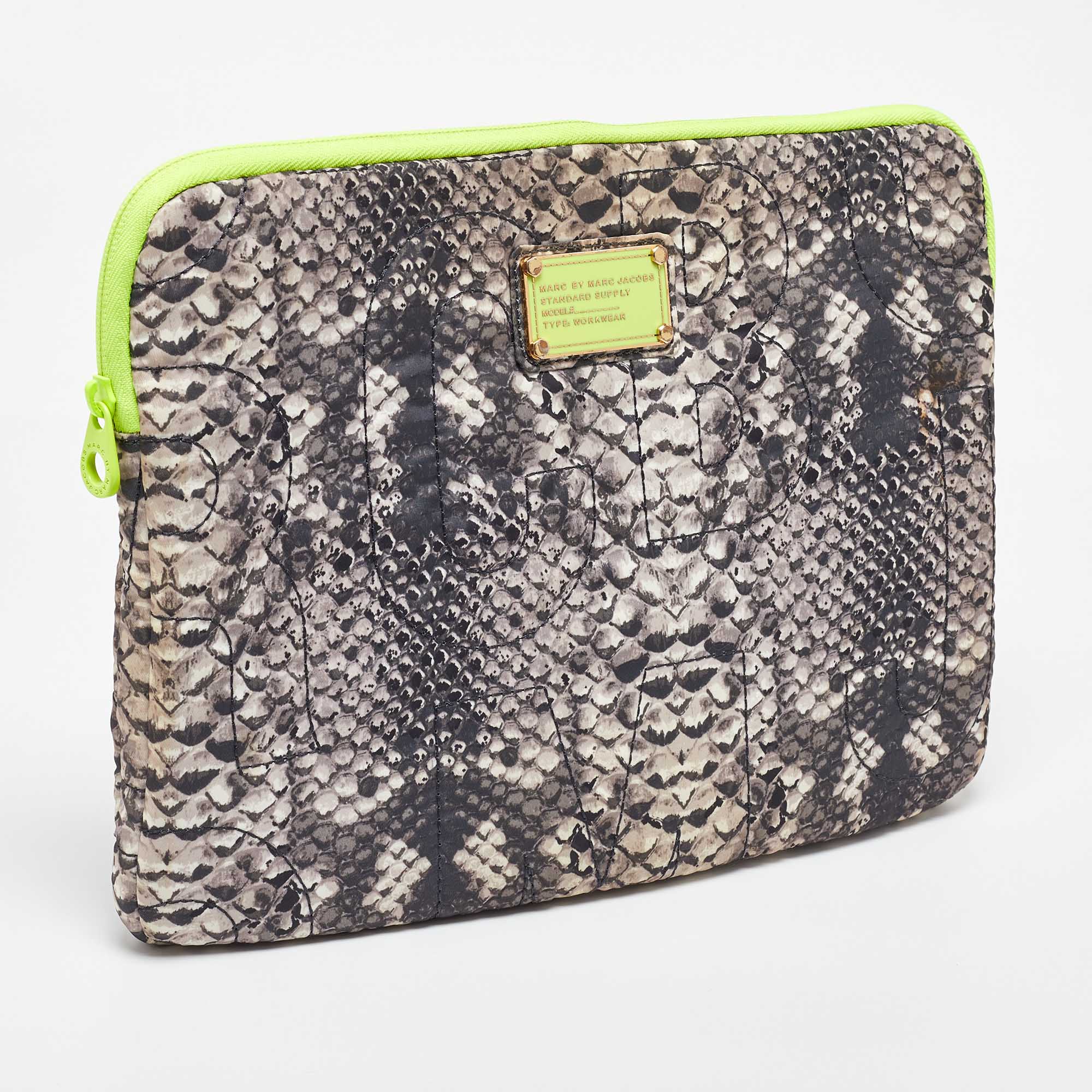 Marc By Marc Jacobs Grey Nylon Snakeskin Printed Laptop Case