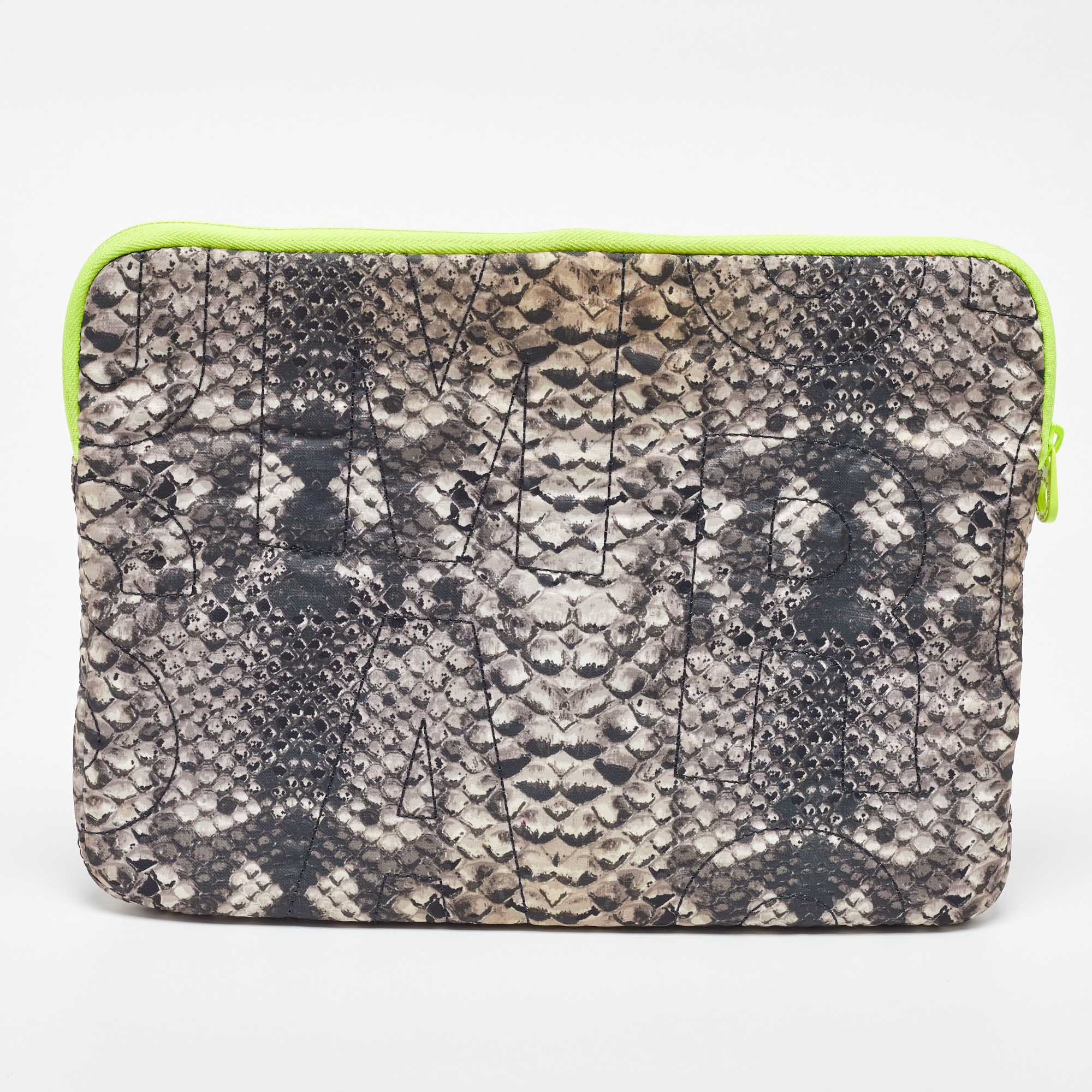 Marc By Marc Jacobs Grey Nylon Snakeskin Printed Laptop Case