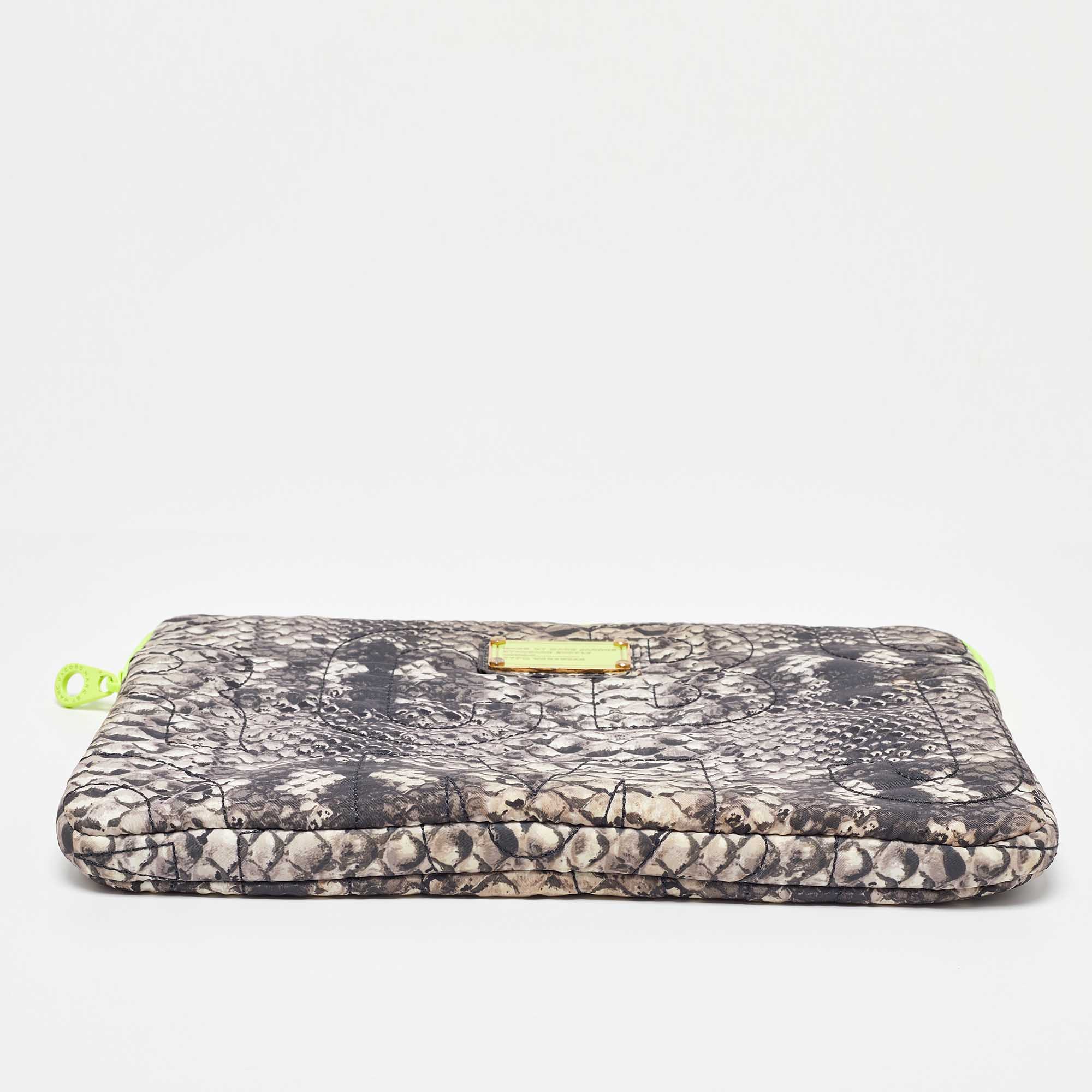 Marc By Marc Jacobs Grey Nylon Snakeskin Printed Laptop Case