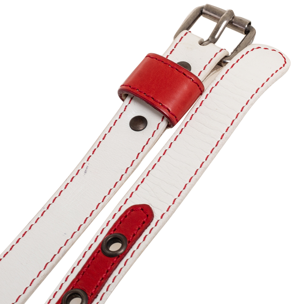 Marc By Marc Jacobs White/Red Leather Buckle Belt S/M
