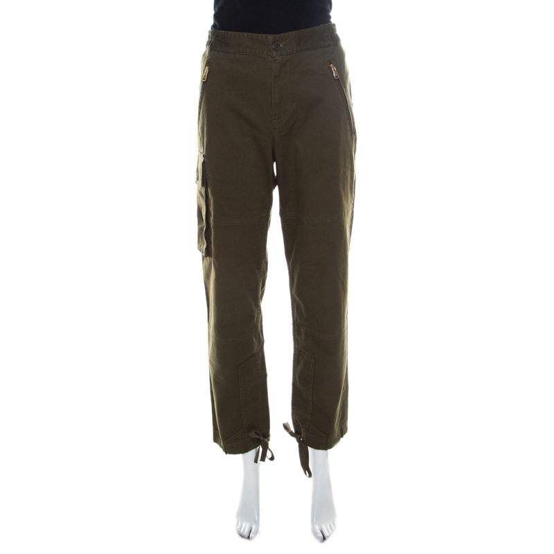 Image of Marc by Marc Jacobs Peat Green Cotton Stretch Elasticized Waist Cargo Pants S