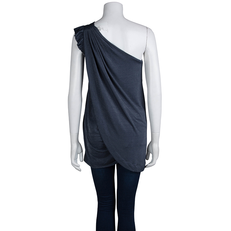 Marc By Marc Jacobs Blue Knit Draped One Shoulder Top XS