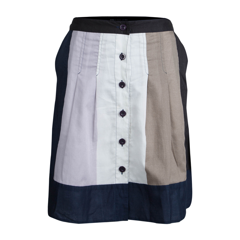 Marc By Marc Jacobs Colorblock Cotton Button Front Skirt S