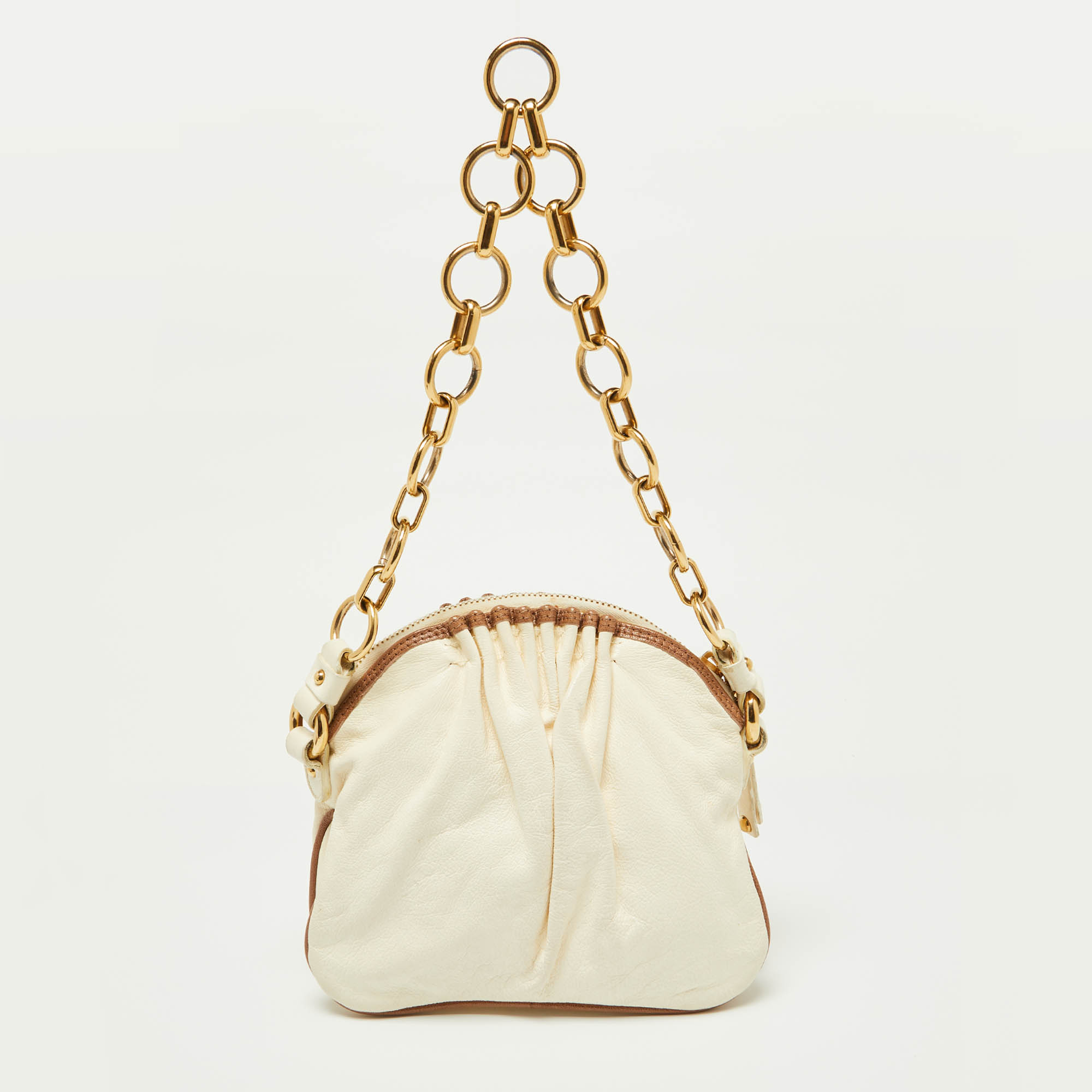 Marc By Marc Jacobs Off White/Brown Leather Chain Bag