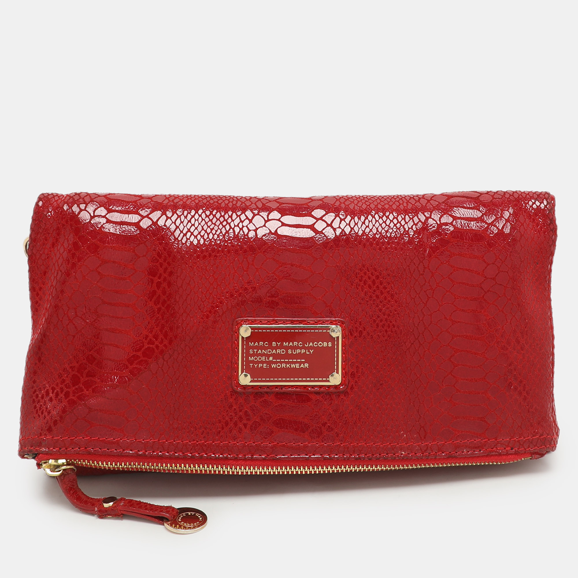 Marc by Marc Jacobs Red Python Embossed Leather Too Hot To Party Foldover Clutch
Marc by Marc Jacobs Red Python Embossed Leather Too Hot To Party Foldover Clutch