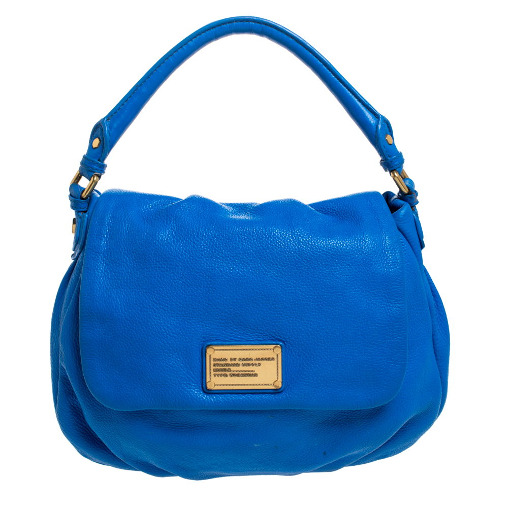 Image of Marc by Marc Jacobs Blue Leather Classic Q Lil Ukita Top Handle Bag