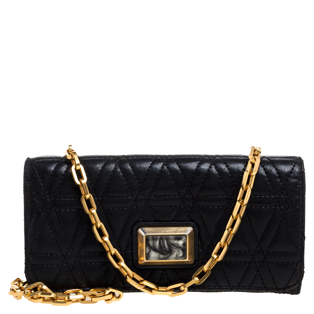 Image of Marc by Marc Jacobs Black Quilted Leather Wallet on Chain