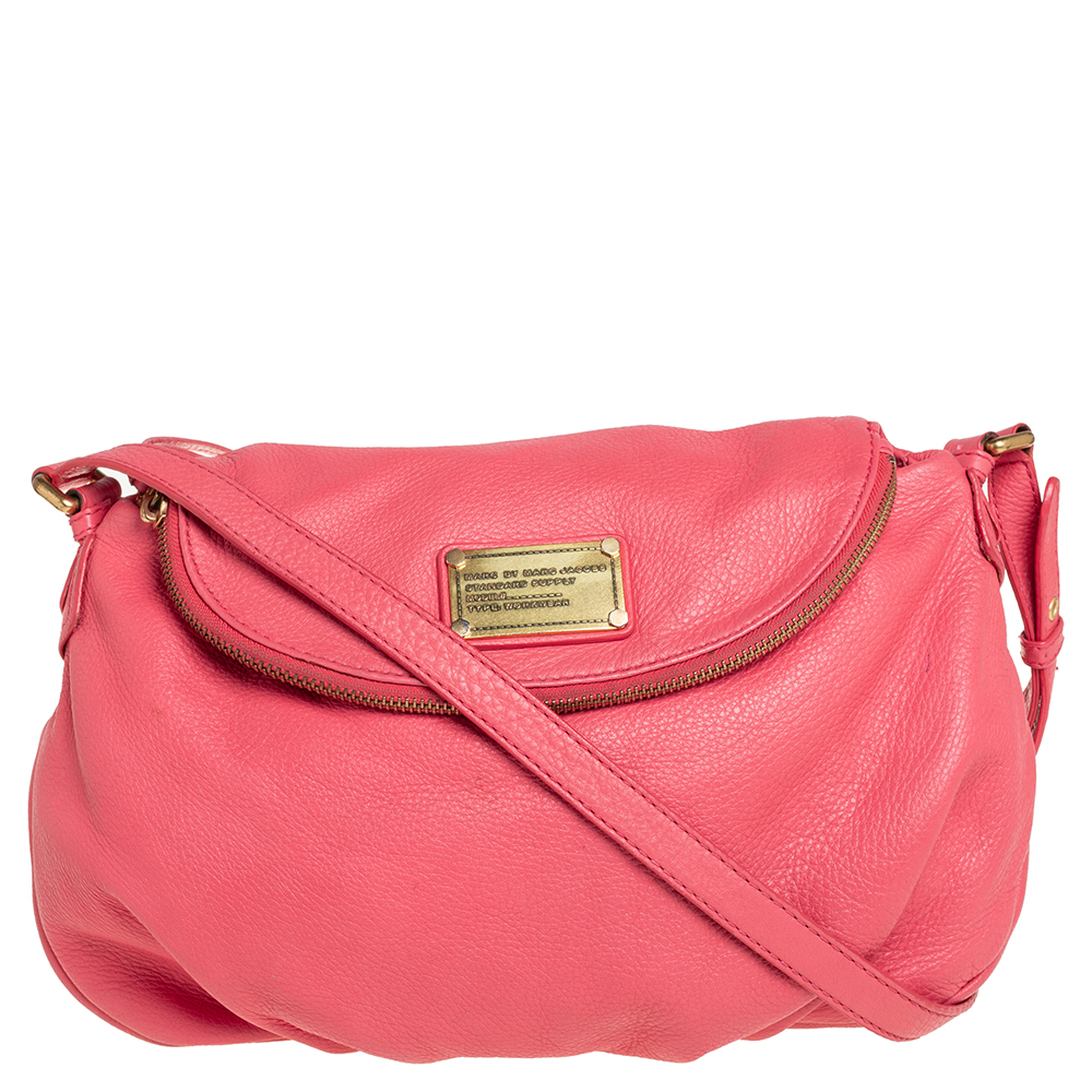 Marc by Marc Jacobs Coral Pink Leather Classic Q Natasha Crossbody Bag