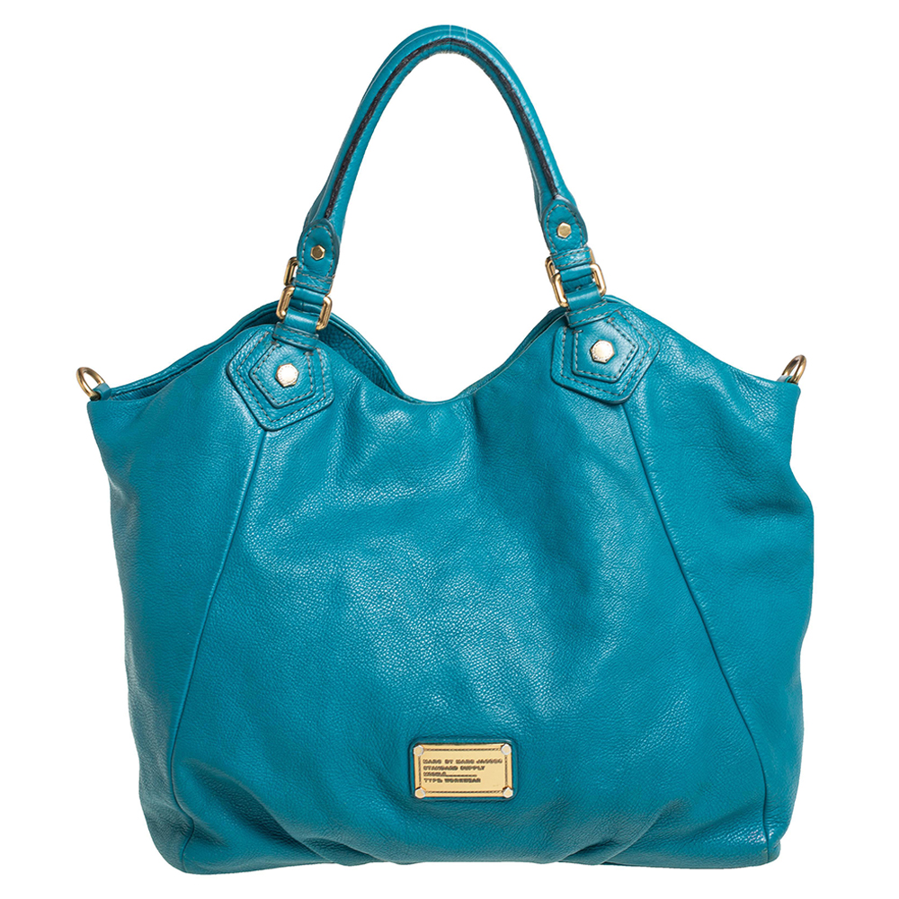 Marc by Marc Jacobs Aqua Blue Leather Classic Q Francesca Shoulder Bag