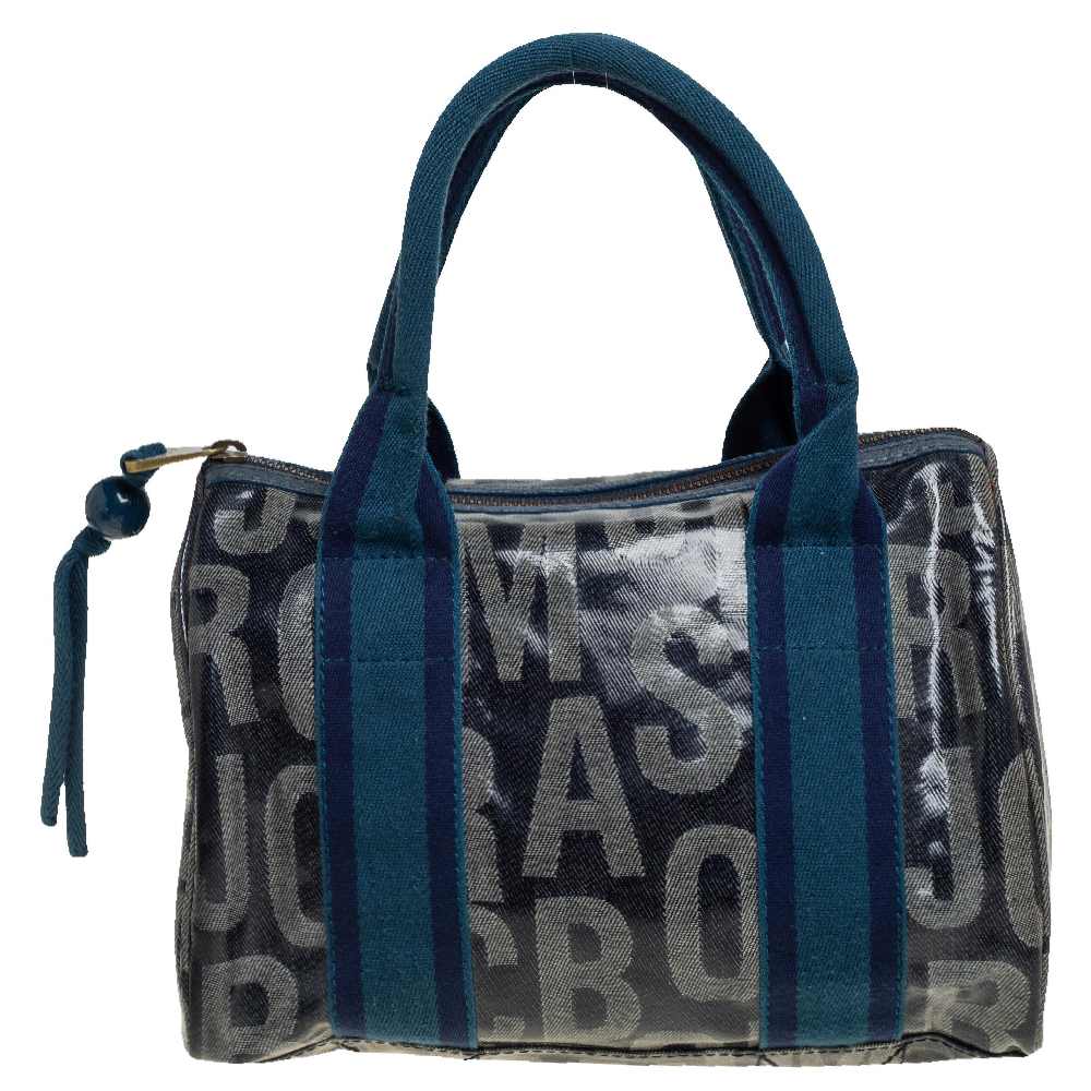 Marc By Marc Jacobs Blue Coated Canvas Alphabet Bowler Bag
