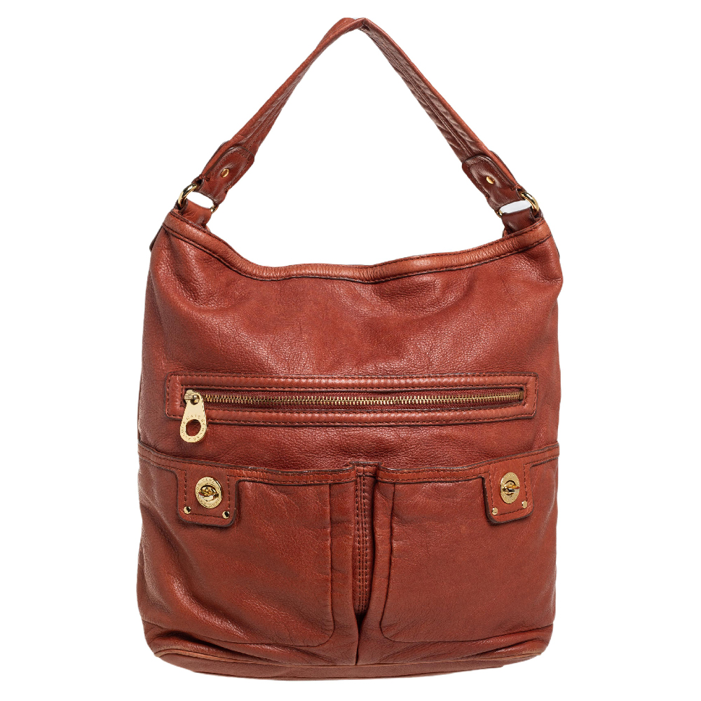 Marc by Marc Jacobs Brown Leather Totally Turnlock Faridah Hobo