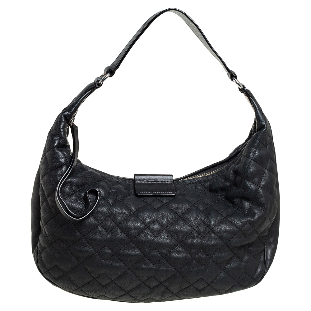 Marc by Marc Jacobs Black Quilted Leather Moto Hobo