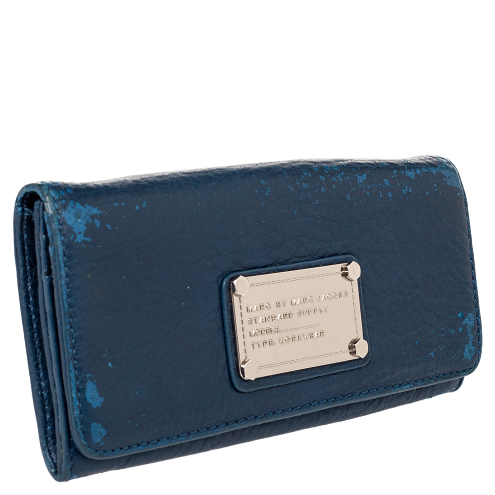 Marc By Marc Jacobs Blue Leather Flat Wallet