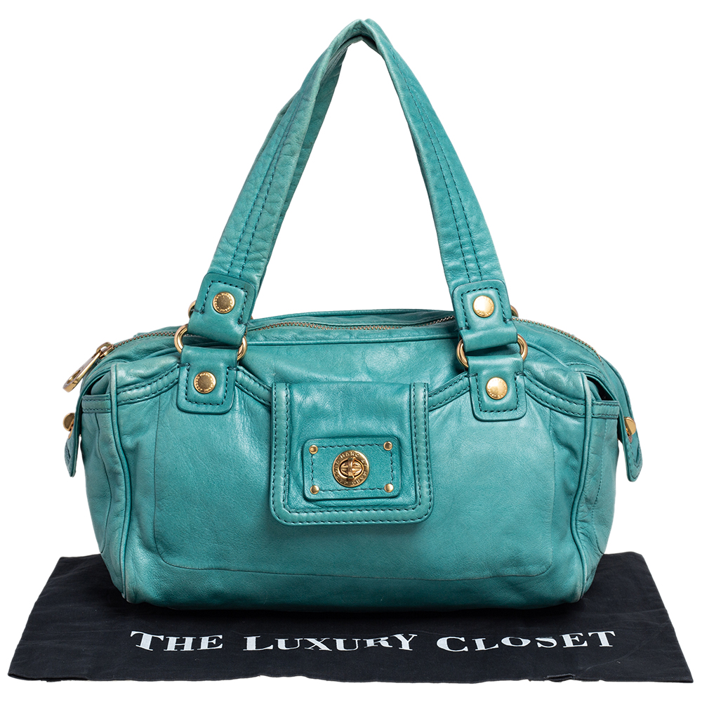 Marc By Marc Jacobs Green Leather Totally Turnlock Benny Satchel