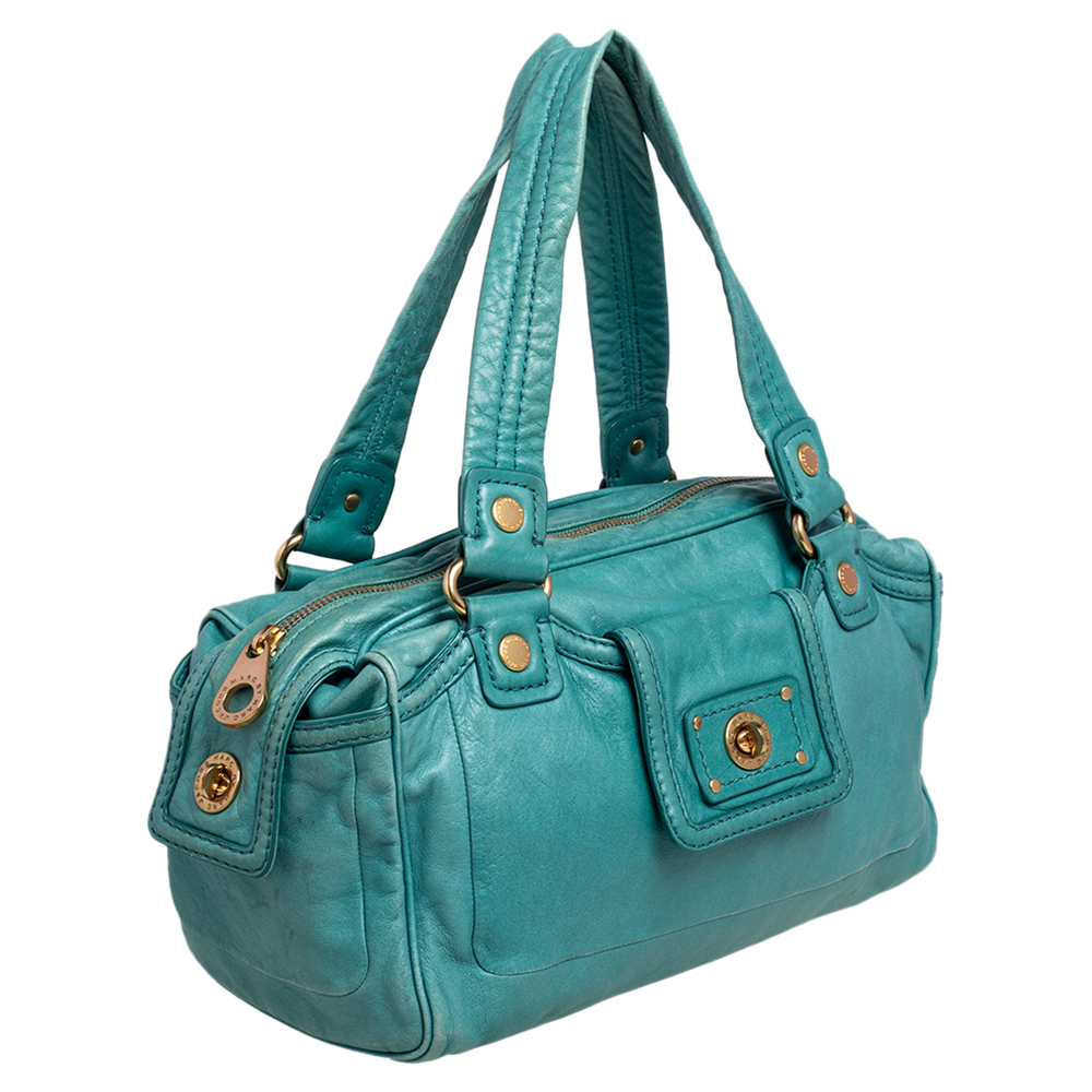 Marc By Marc Jacobs Green Leather Totally Turnlock Benny Satchel