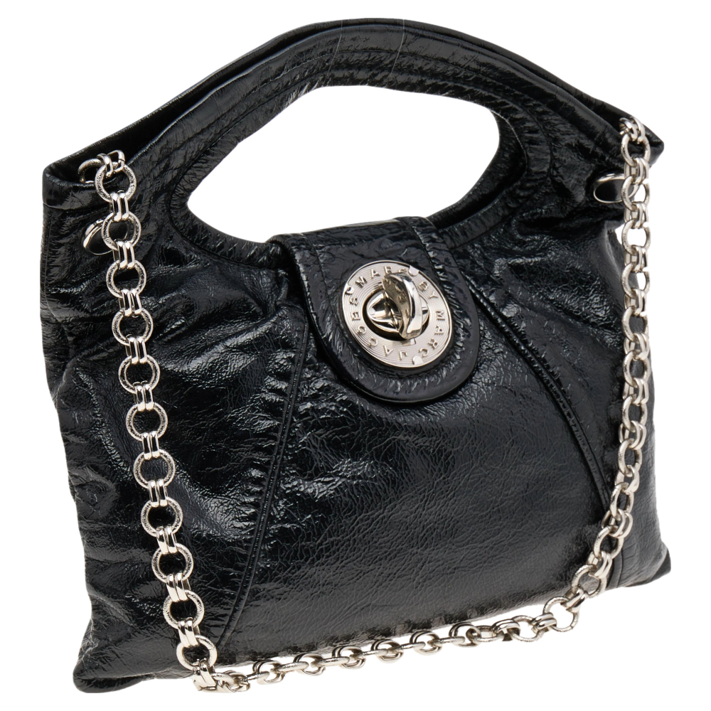 Marc By Marc Jacobs Black Leather Turnlock Shoulder Bag