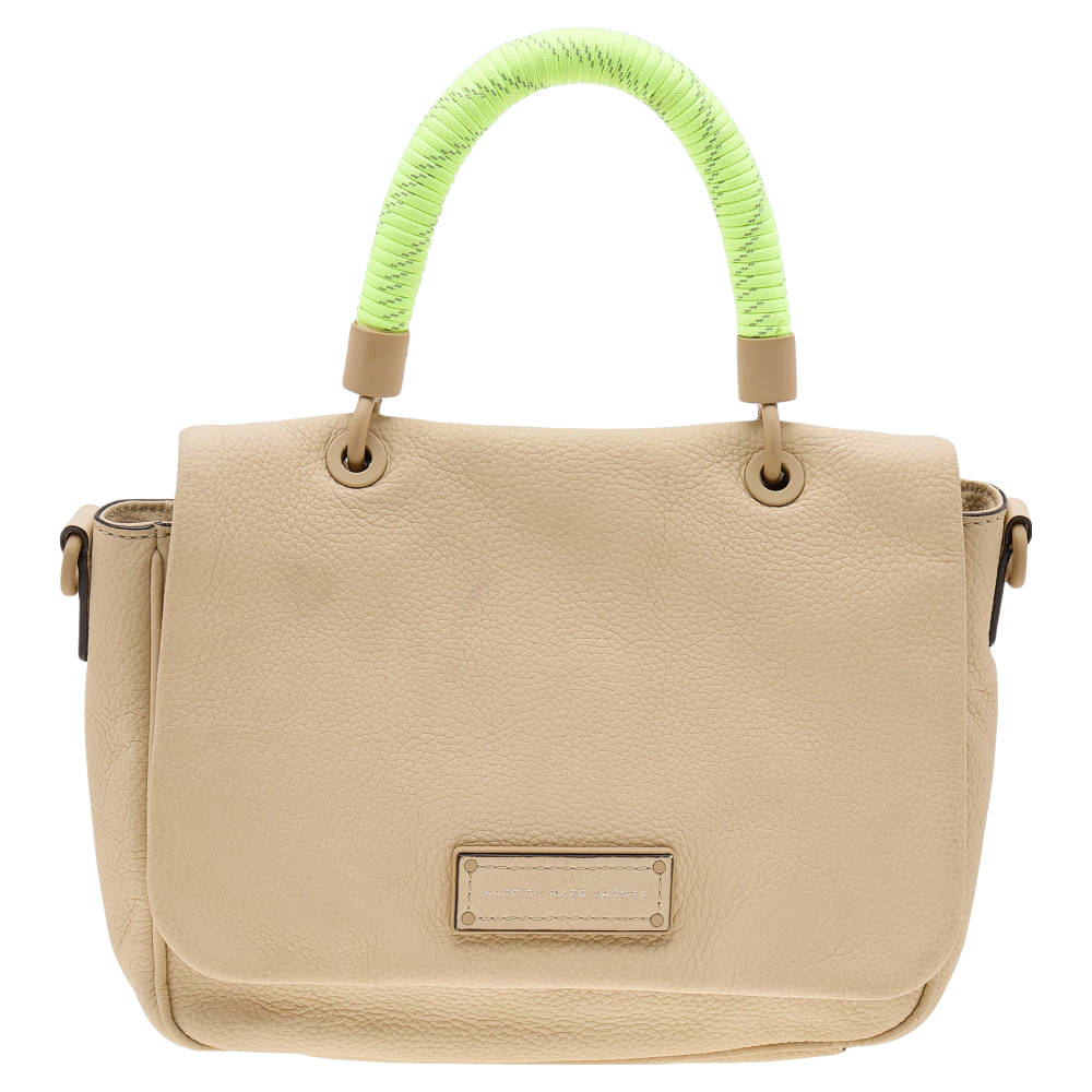 Marc by marc jacobs cream/neon leather novelty too hot to handle top handle bag