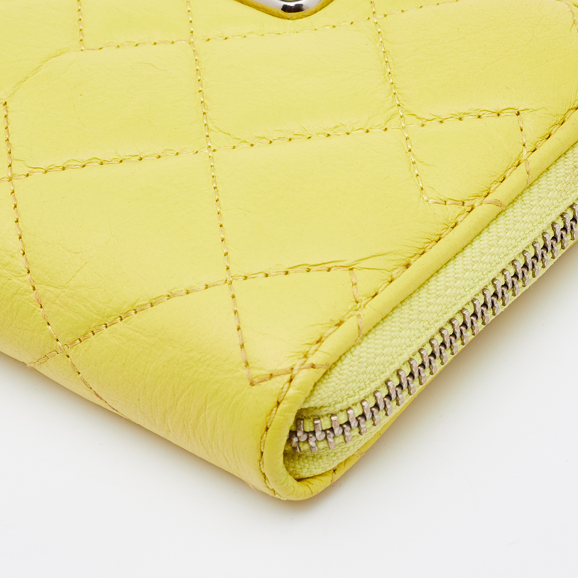 Marc By Marc Jacobs Yellow Quilted Leather Zip Around Wallet