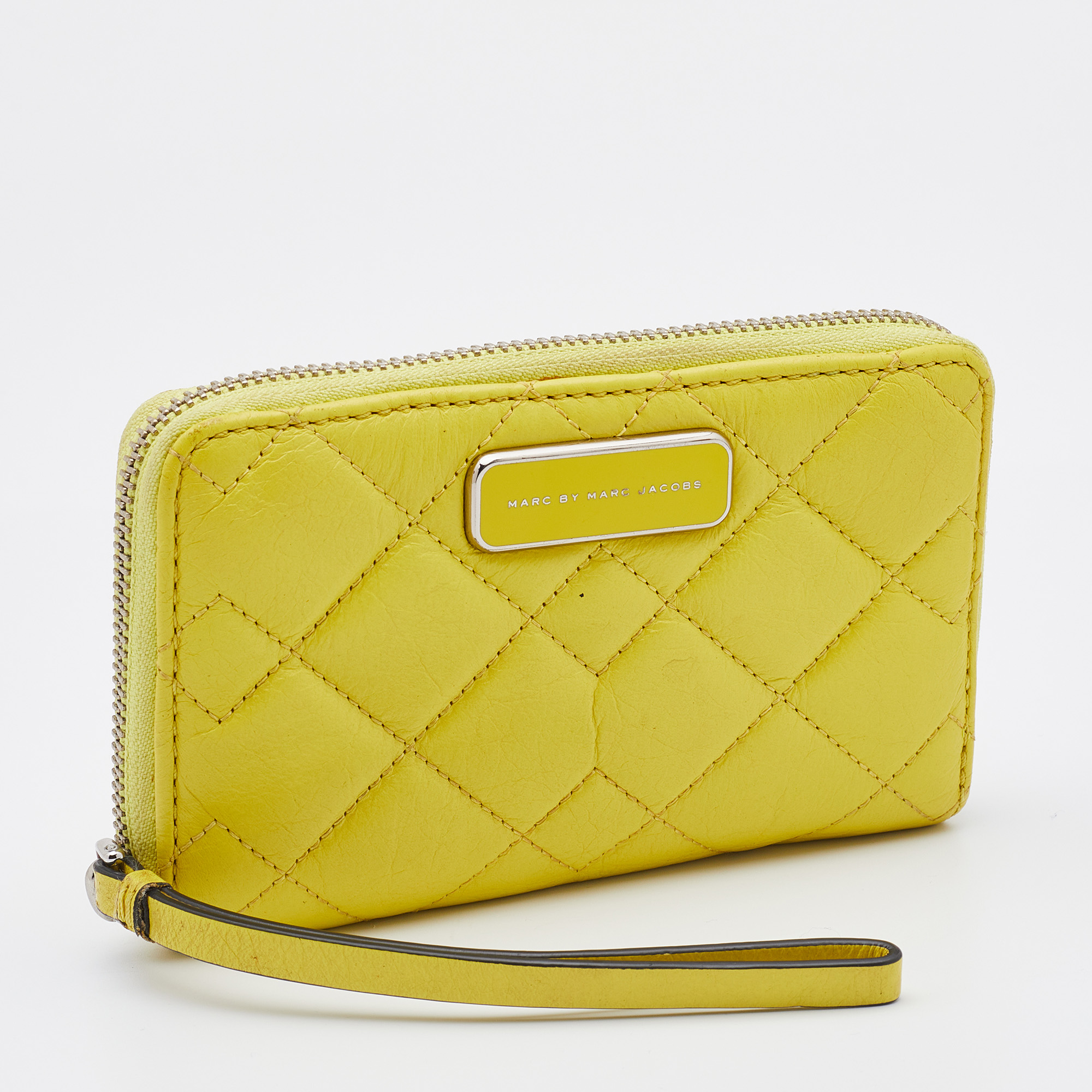 Marc By Marc Jacobs Yellow Quilted Leather Zip Around Wallet