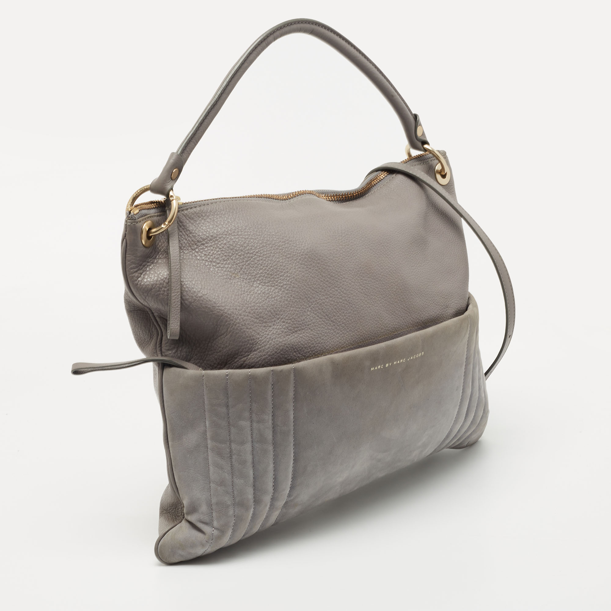 Marc By Marc Jacobs Grey Suede And Leather Shoulder Bag