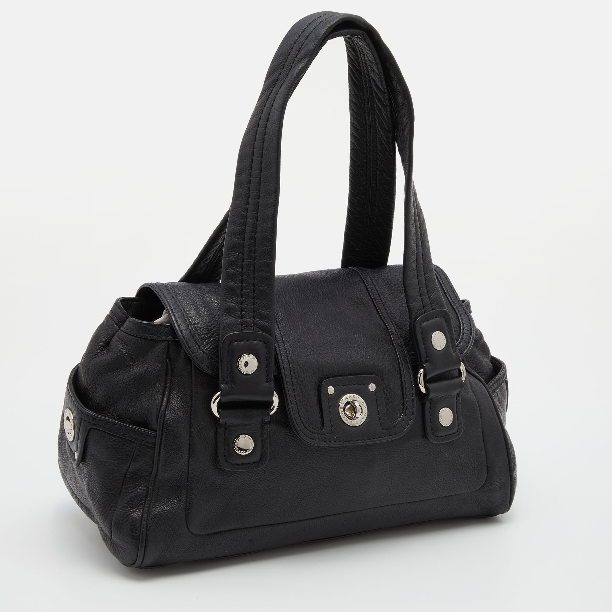 Marc By Marc Jacobs Black Leather Totally Turnlock Benny Satchel